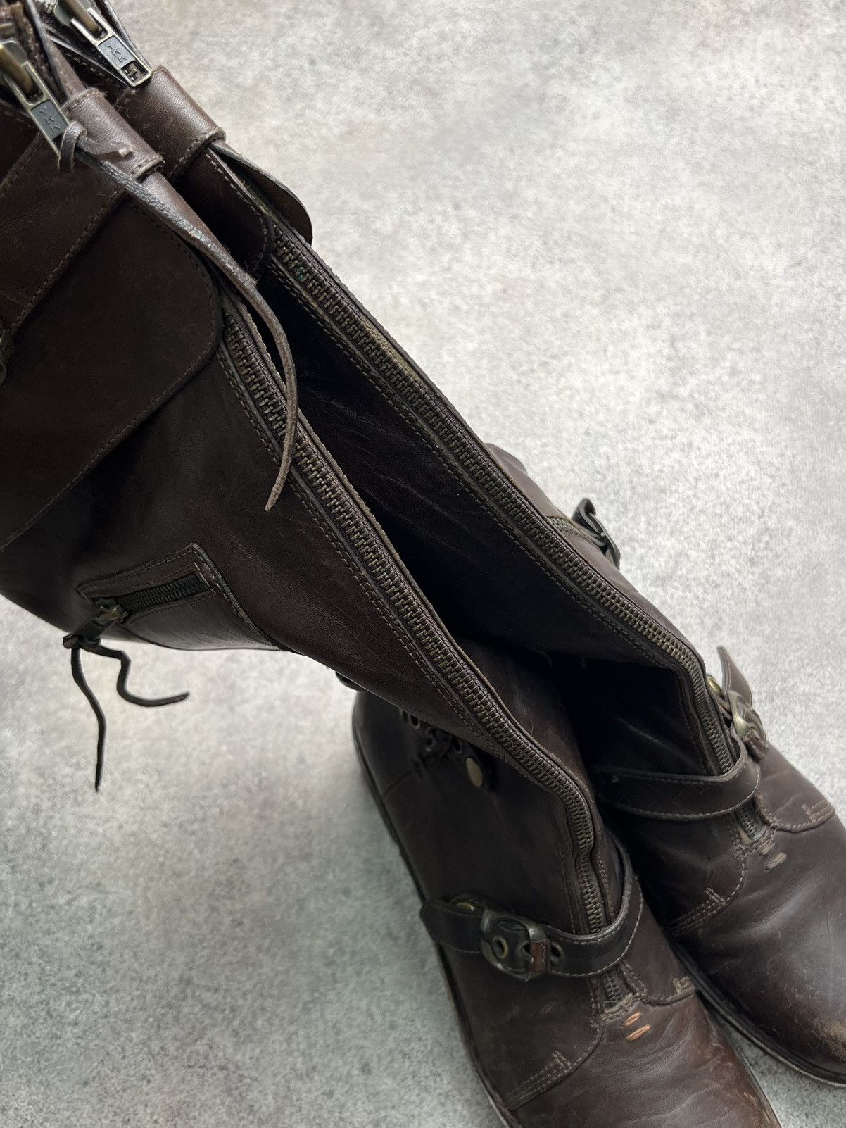 Guidi Vintage italian leather high knee belted boots with zips Size US 10 / IT 40 - 9 Thumbnail