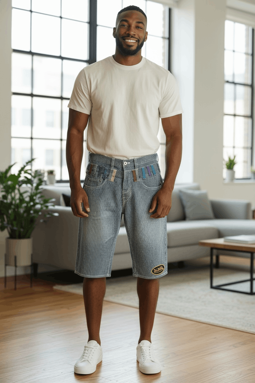 Von Dutch 🔥90’s VON DUTCH Double Waist Hickory Stripes Denim Shorts Size US 30 / EU 46 - 2 Thumbnail