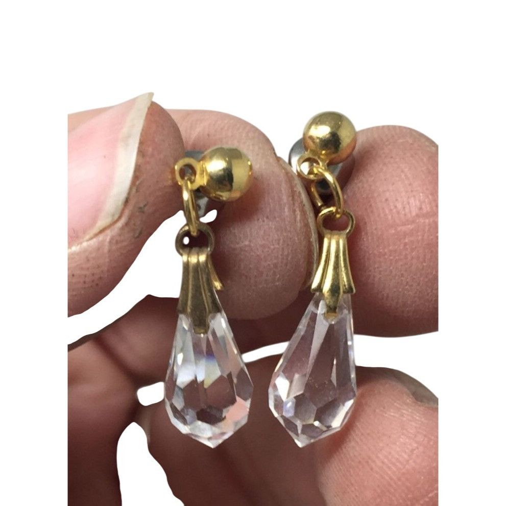 Other Women's Gold Tone Crystal Dangle Earrings with backs Size ONE SIZE - 4 Thumbnail