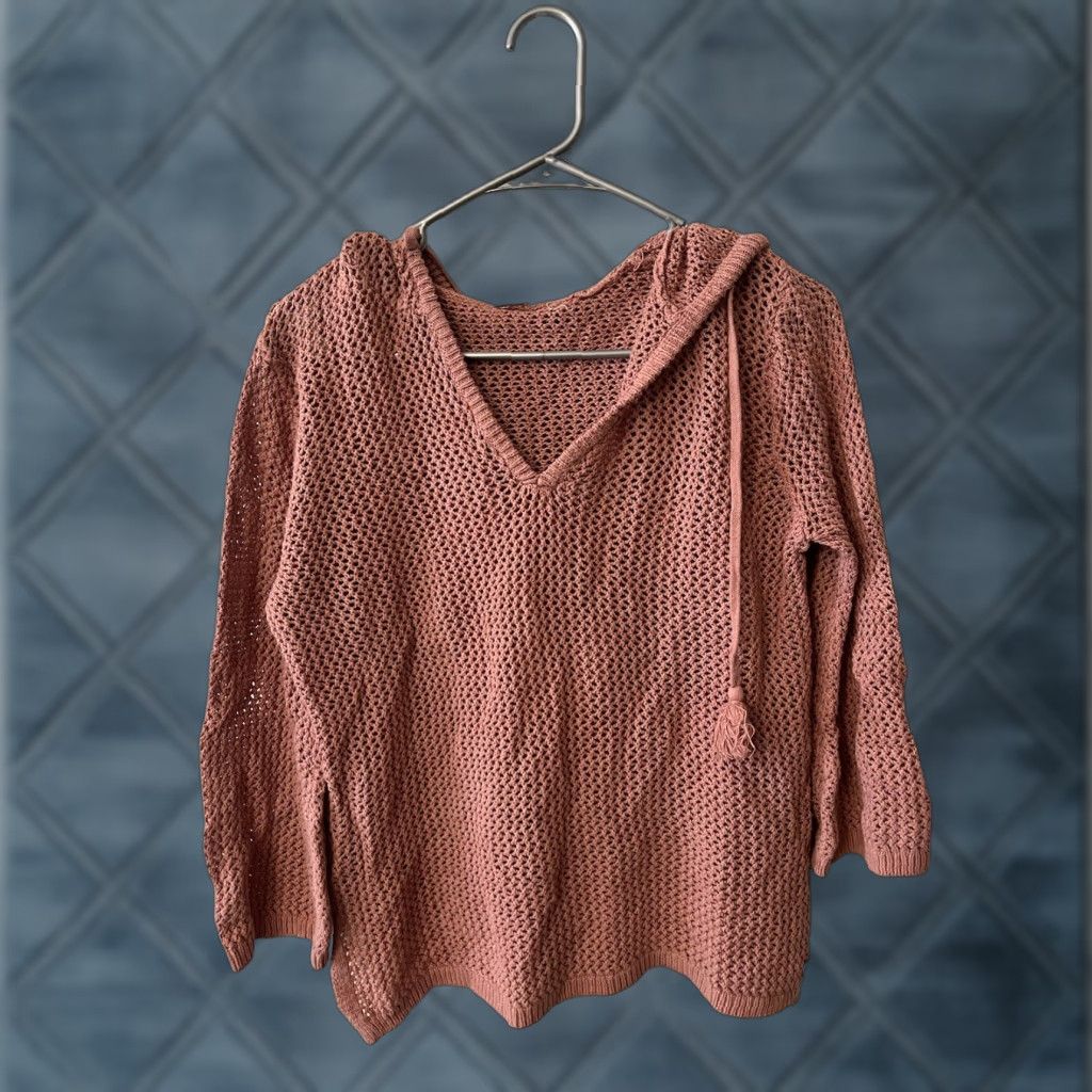 Vintage ROXY Hoodie Pullover Open-Knit Sweater XS Pink Women Bohemian Cozy Beachy 90s? Size XS / US 0-2 / IT 36-38 - 1 Thumbnail