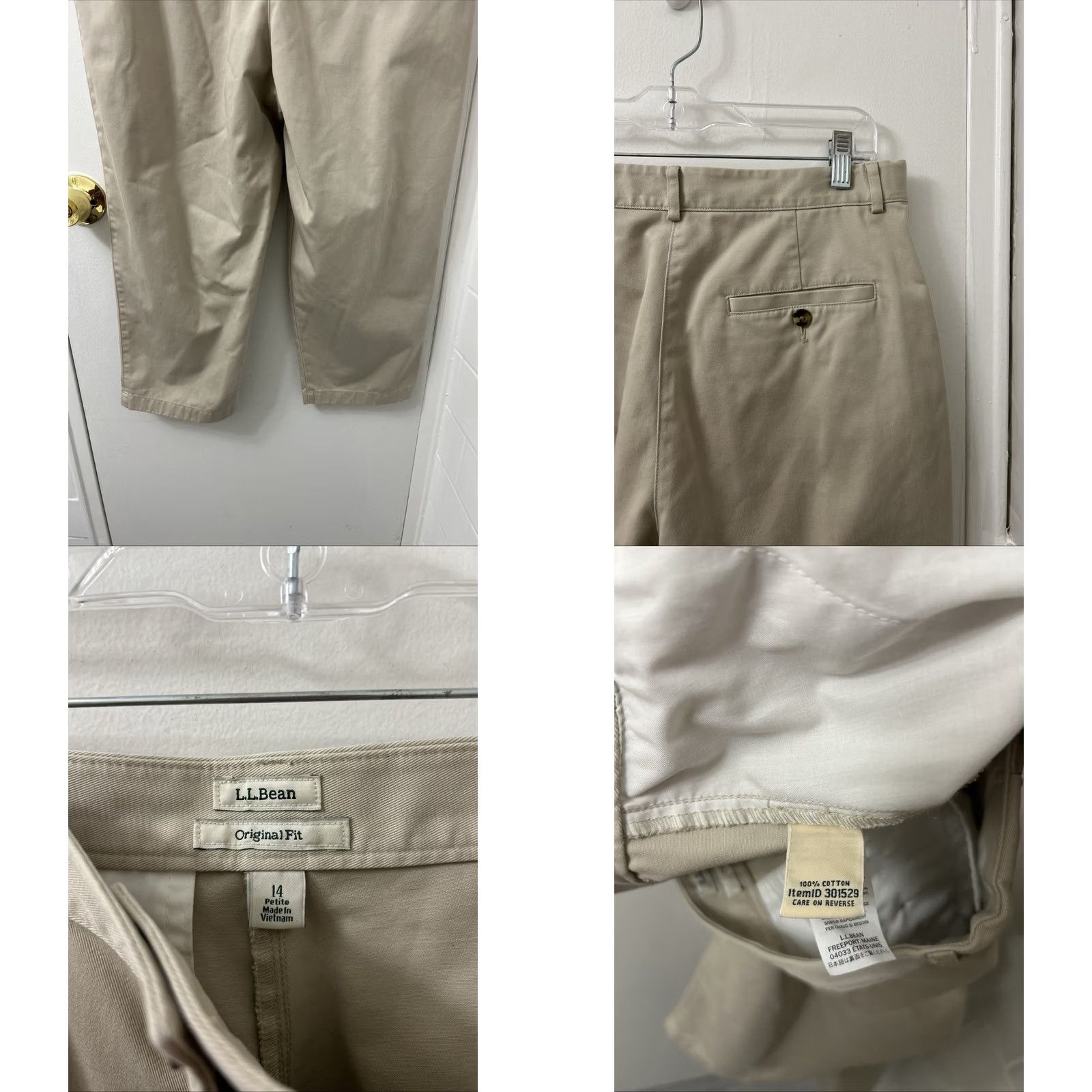 Vintage LL Bean Cropped Pants Womens 32x21 Beige Twill Zip Button Pockets Lightweight Easy Care Casual Workwear Rounded Inseam 21in Regular Mens? Size 24" / US 00 / IT 34 - 8 Thumbnail
