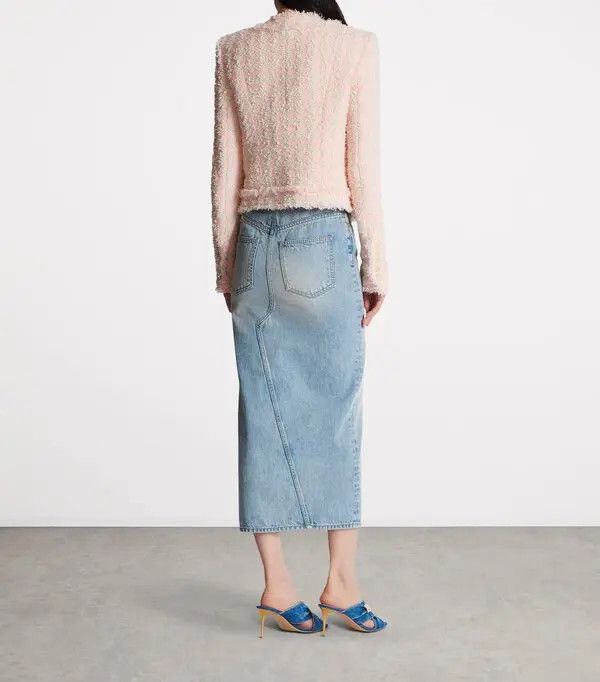 Balmain o1s1wg110526 Tweed Jacket in Pink Size S / US 4 / IT 40 - 3 Thumbnail