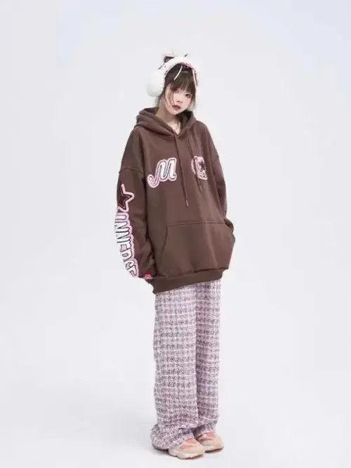 Japanese Brand Hoodie Kpop Star Embroidery Streetwear Hoodie Women Korean Size ONE SIZE - 2 Thumbnail