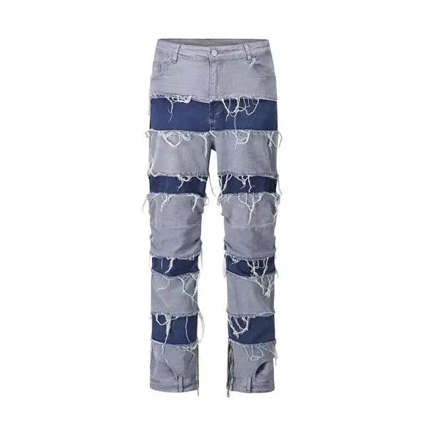 VIBE Street raw edge patchwork color straight jeans Size US 32 / EU 48 - 5 Thumbnail