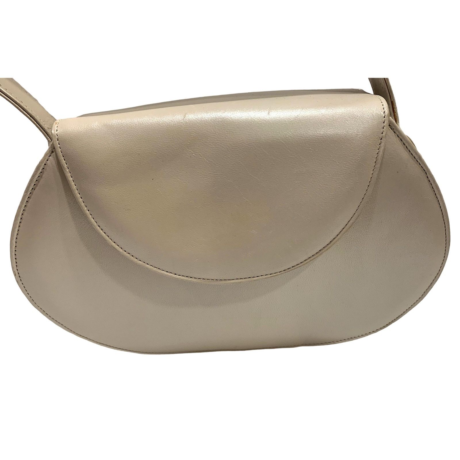Genuine Leather × Vintage Vintage 80s Pearl White Structured Top Handle Leather Bag Size ONE SIZE - 6 Thumbnail