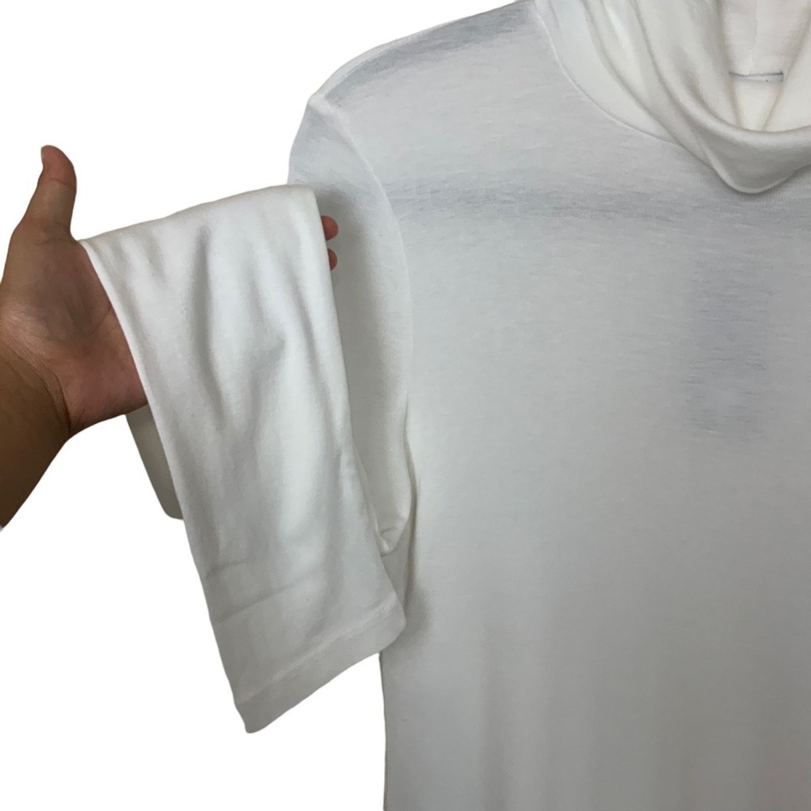 Splendid Splendid Long Sleeve Modal Supima Cotton Turtleneck White L Size L / US 10 / IT 46 - 2 Thumbnail