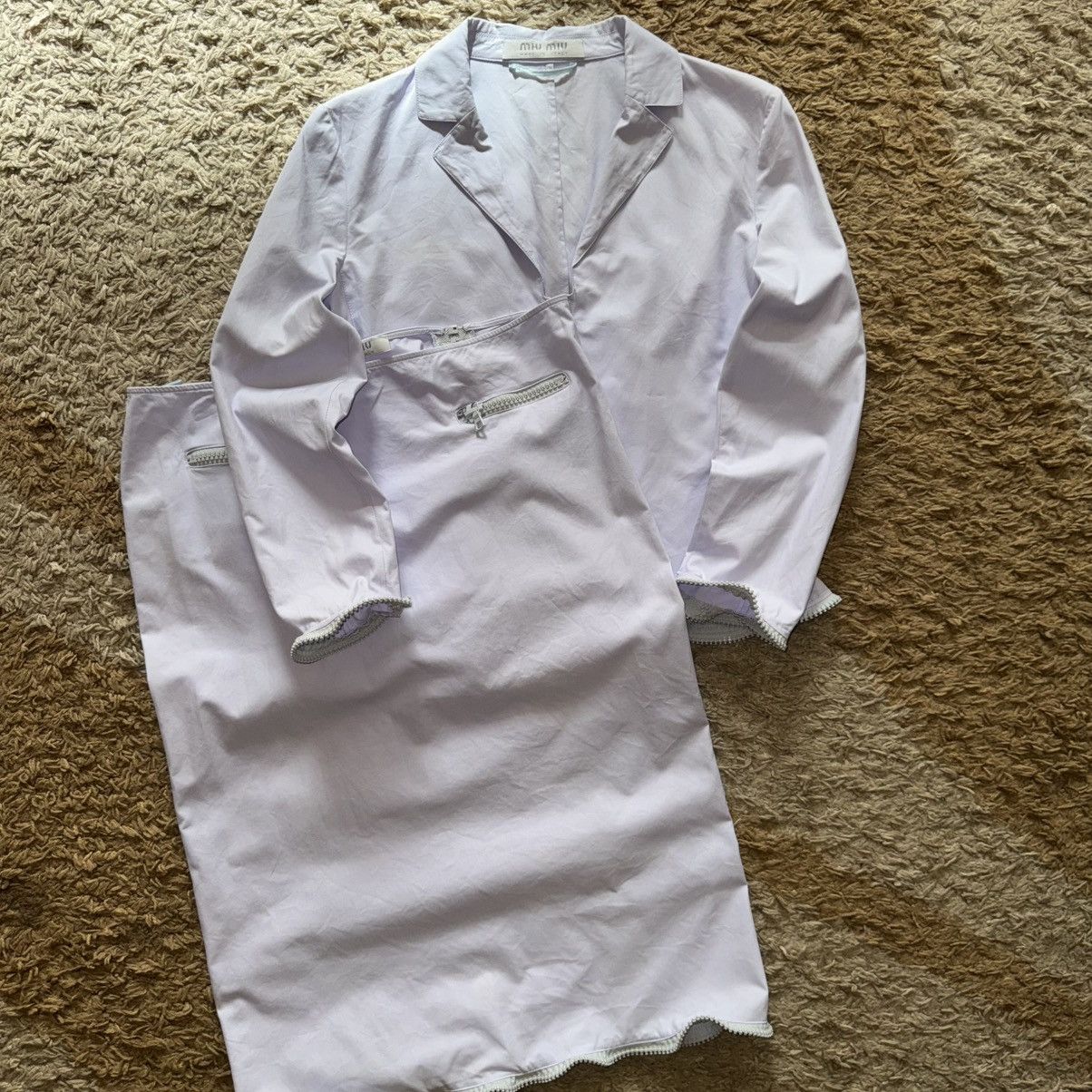 Miu Miu 2000’ Runway Archival Miu Miu Lilac Zip-Trim Jacket + Skirt Size L / US 10 / IT 46 - 1 Thumbnail