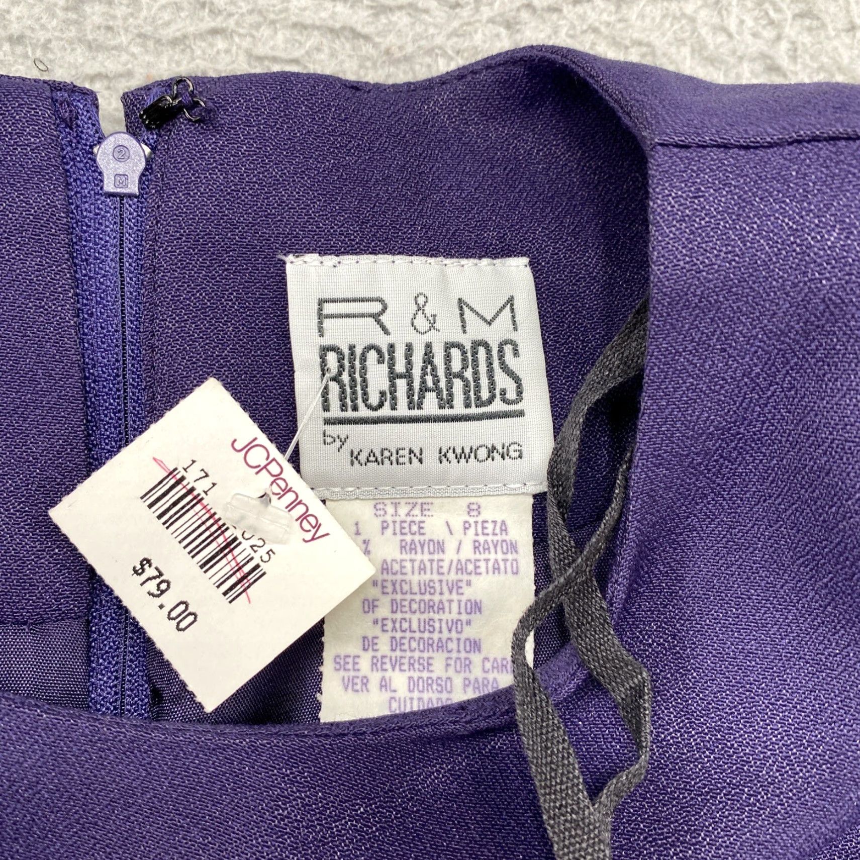 Vintage R & M Richards Purple Short Sleeve Shirt Dress Women’s 8 Beaded Accent Party/Cocktail Wedding Dress Size M / US 6-8 / IT 42-44 - 5 Thumbnail