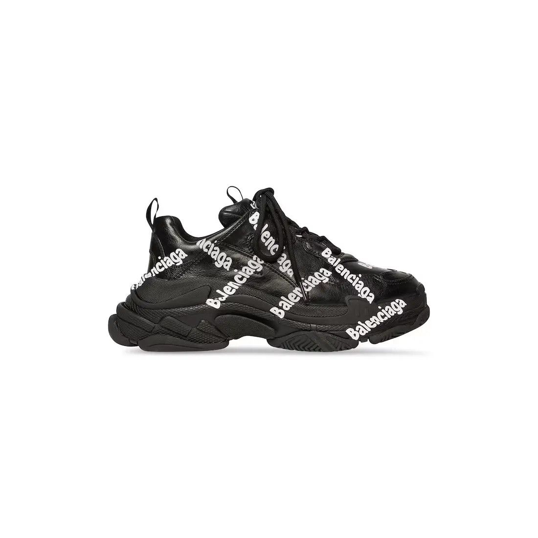 Balenciaga o1mt1gz0325 Triple S Logotype Sneakers in Black Size US 5 / IT 35 - 1 Thumbnail