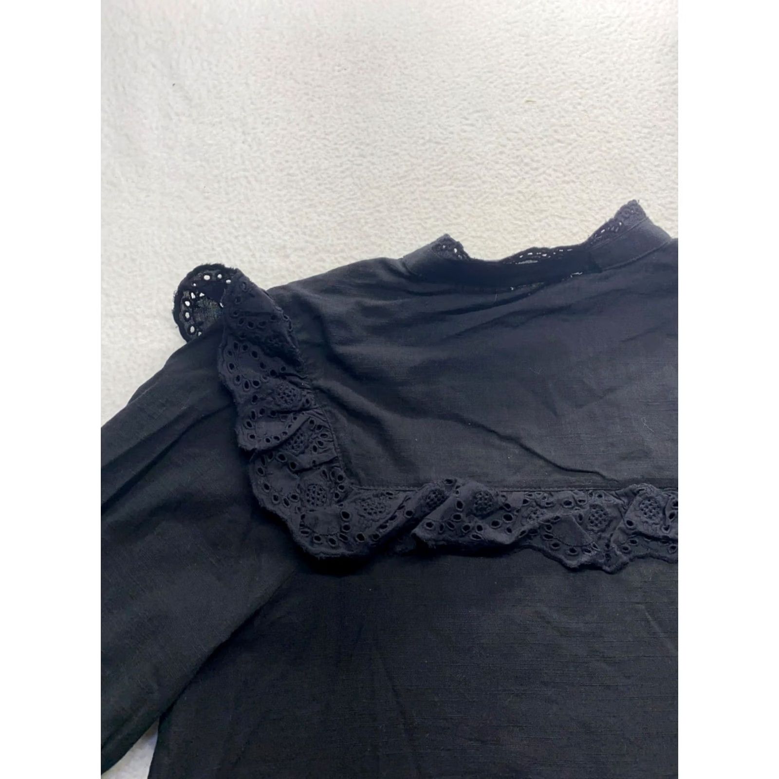 Pinko Ultra Pink Black Button-Up Blouse Womens M Lace Trim Ruffle Front Vintage Charm Size M / US 6-8 / IT 42-44 - 4 Thumbnail