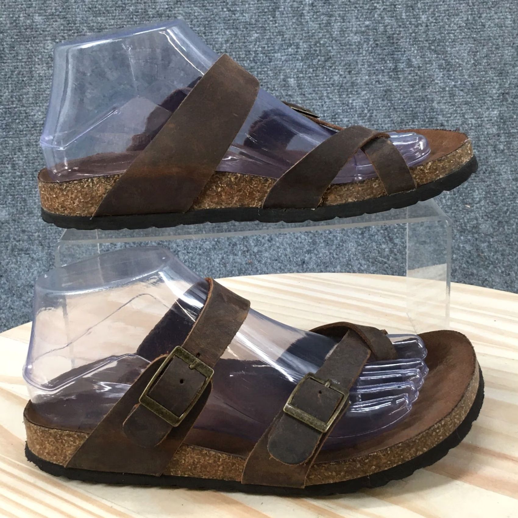 Vintage White Mountain Gracie Sandal Womens 7 M Brown Slip On Slide Flats Footbeds Leather Upper Casual Shoes Size US 7 / IT 37 - 2 Thumbnail