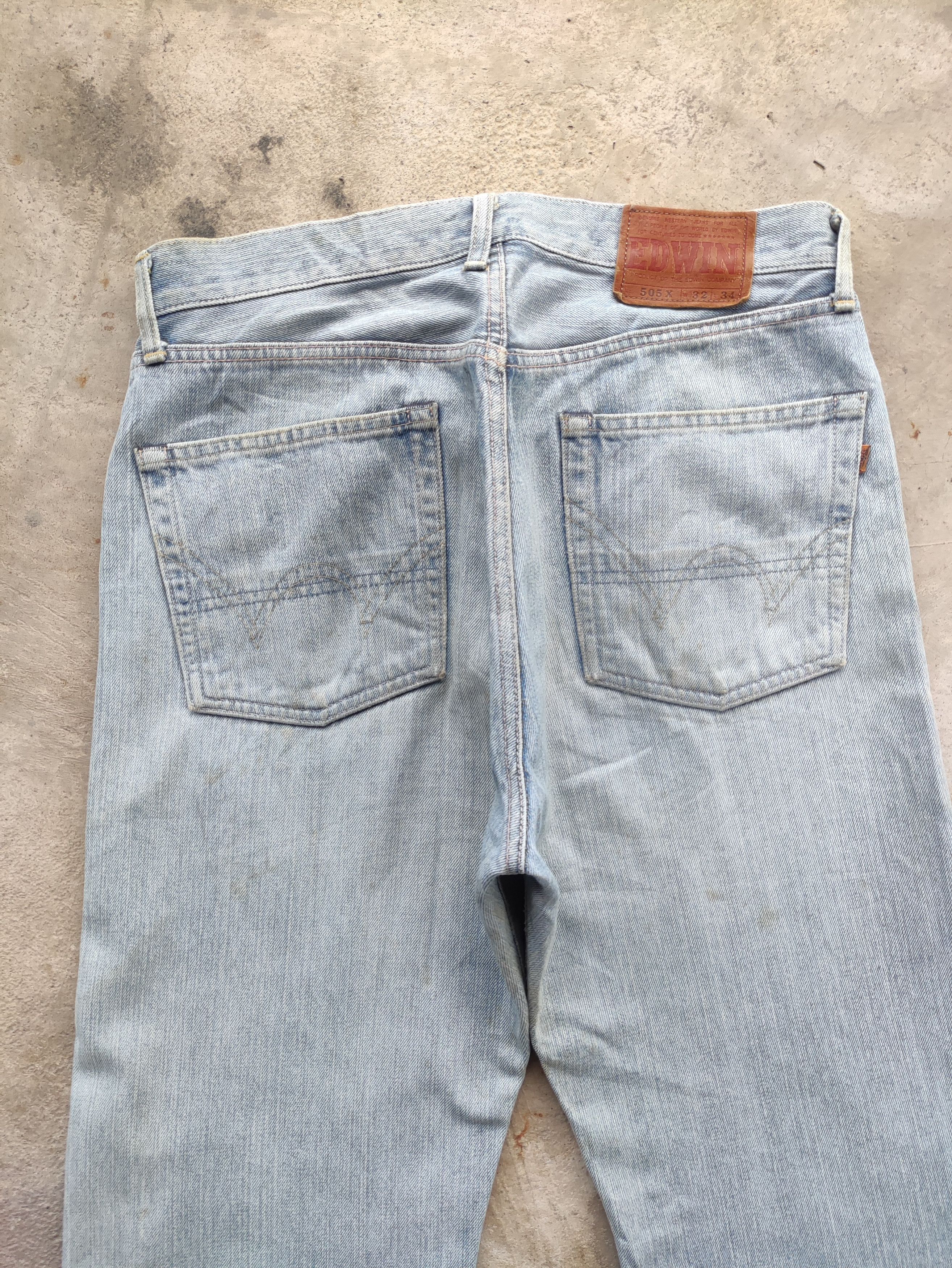 Edwin Vintage Edwin 505 Japan Baggy Jean Distressed Faded Denim Size US 33 - 10 Thumbnail