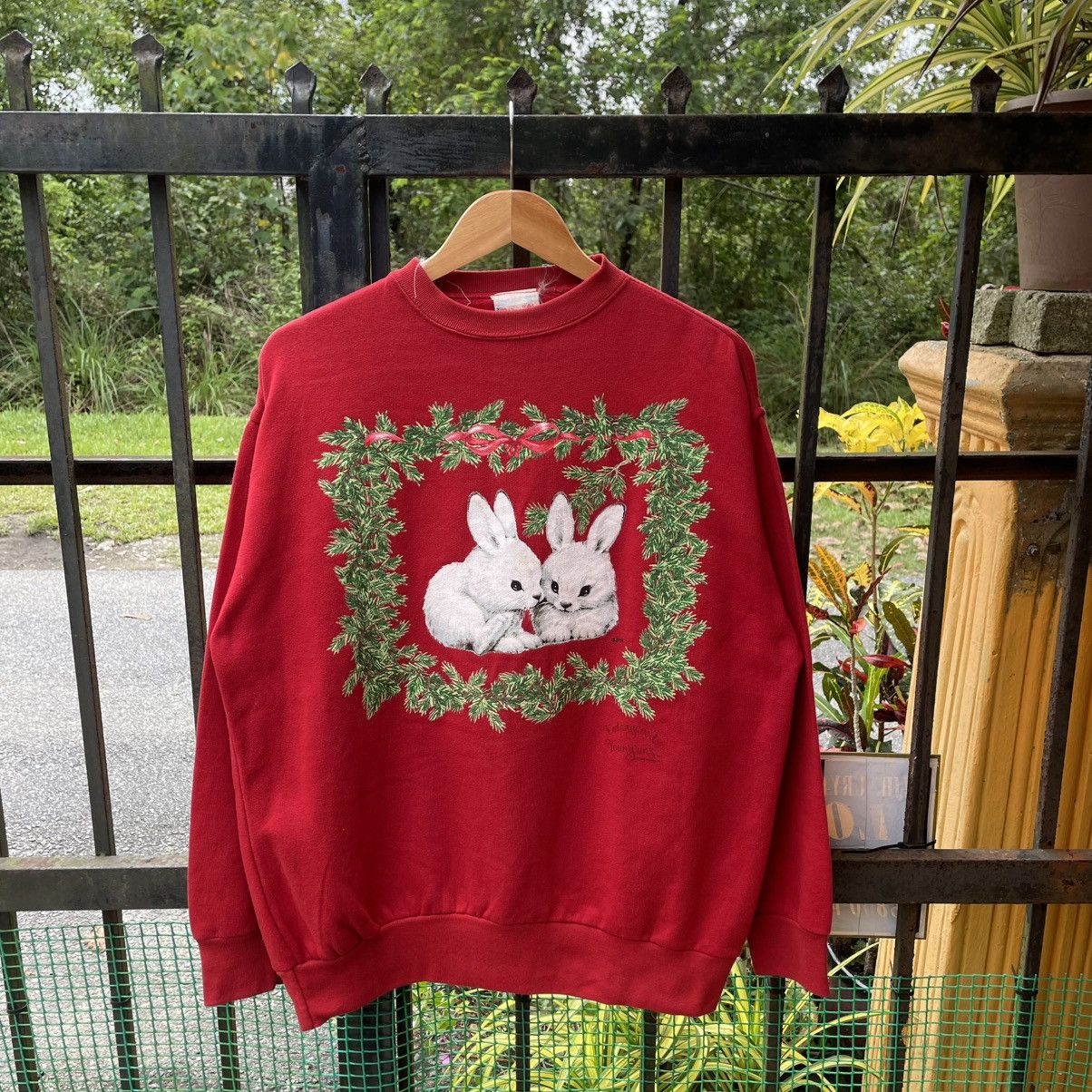 Vintage 🔥Vintage 90s Endagered Young’Uns Big Rabbit Sweatshirts Size US L / EU 52-54 / 3 - 1 Thumbnail