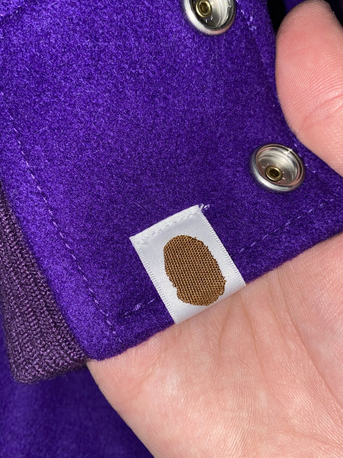 Bape BAPE Varsity Jacket Purple/White (M) - Like New Size US M / EU 48-50 / 2 - 13 Thumbnail