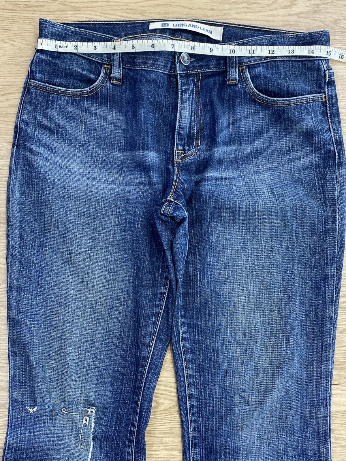 Gap GAP Blue Wash Style Ribbed Flare Jeans Size US 30 / EU 46 - 9 Thumbnail