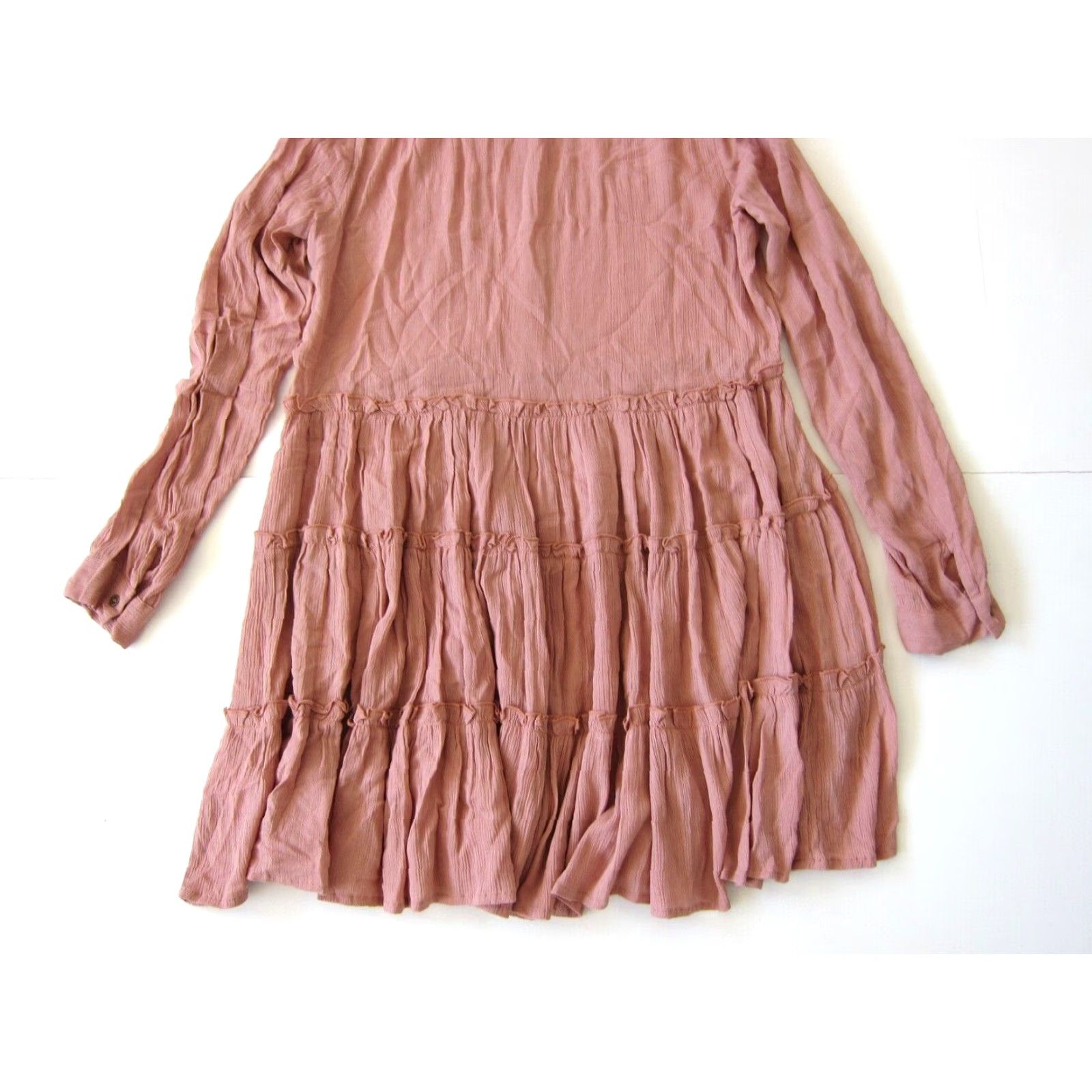 Pinko c'isa 100% Rayon Mauve Pink Collared Ruffle Long Sleeve Smock Peasant Dress M Size M / US 6-8 / IT 42-44 - 6 Thumbnail