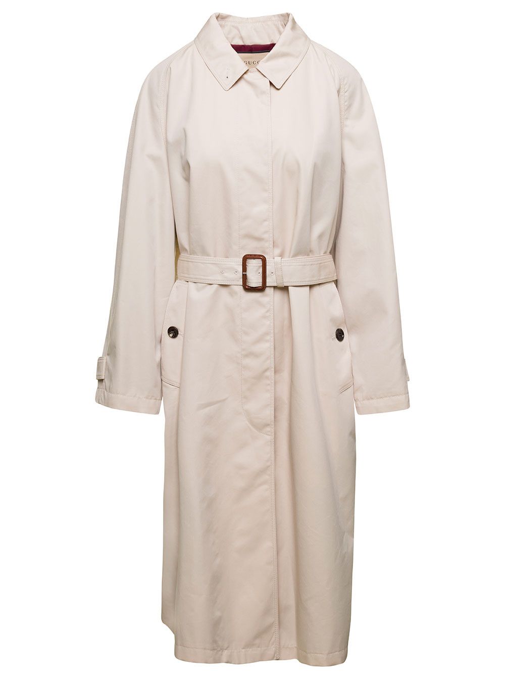 Gucci Beige Single-Breasted Trench Coat with Matching Belt in Cotton Blend Woman Size M / US 6-8 / IT 42-44 - 1 Thumbnail