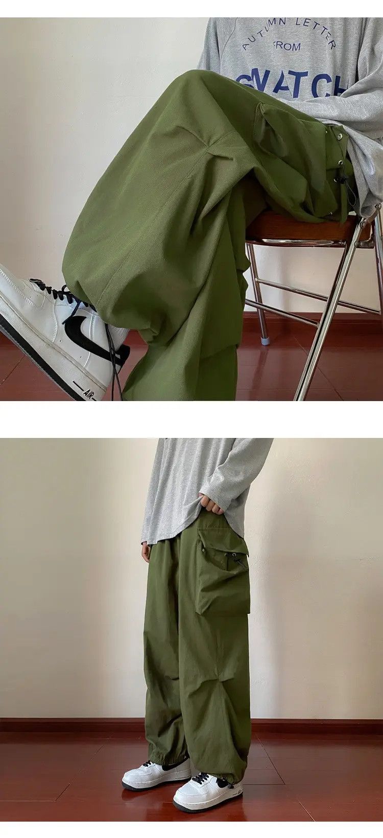 Japanese Brand × Vintage Cargo Pants Parachute Style Green Khaki Retro y2k Size US 32 / EU 48 - 5 Thumbnail