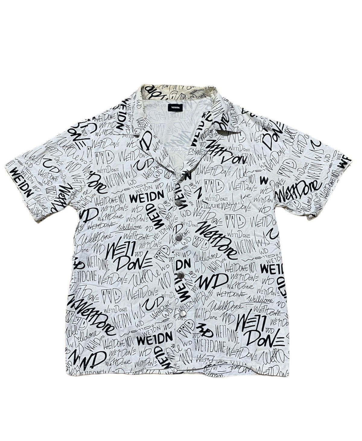 image of Hypebeast x We11Done All Over Print Shirts in White, Men's (Size Large)