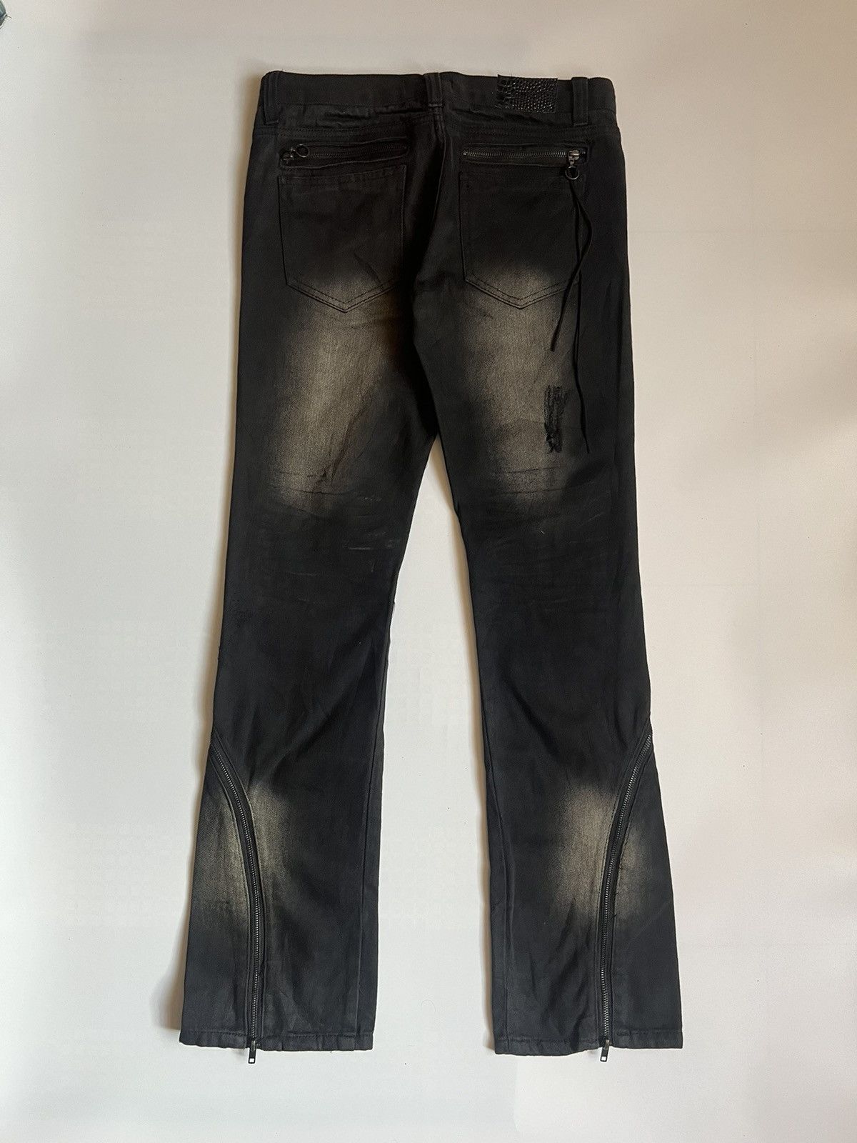 Japanese Brand Roshell Zipper Flare Bondage Distressed Denim Size US 31 - 10 Thumbnail