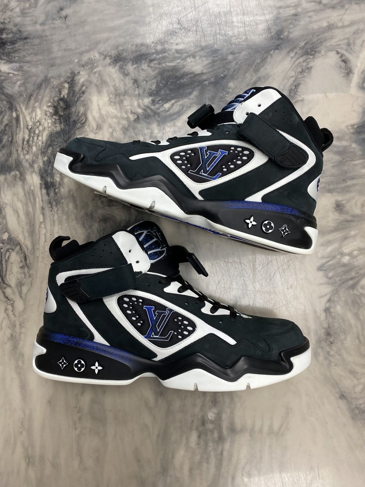 Louis Vuitton LV Trainer 2 black blue suede hi top 9.5 authentic rare Size US 9.5 / EU 42-43 - 1 Thumbnail