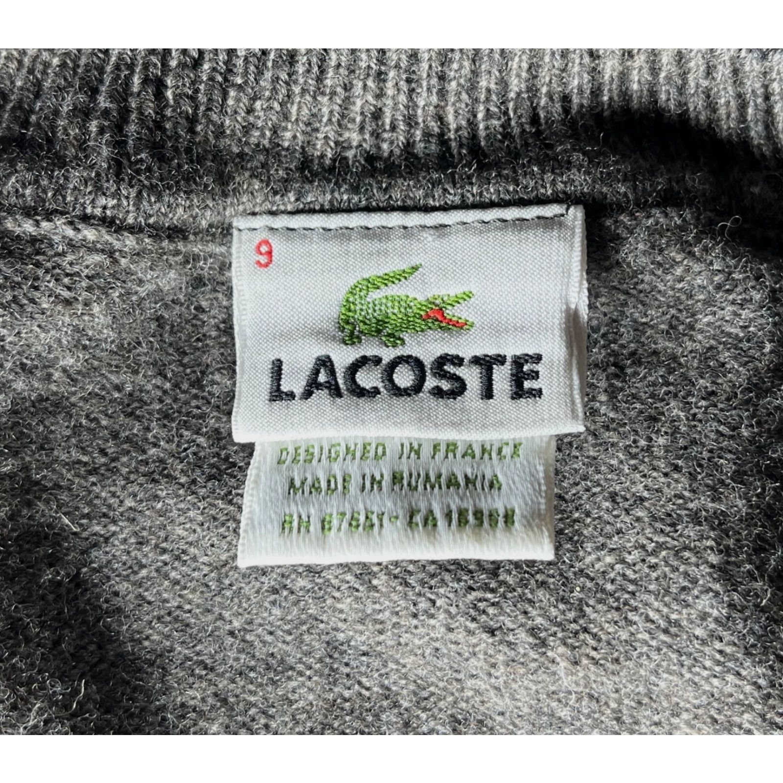 Lacoste VINTAGE Lacoste Men’s V-neck Sweater 2XL Gray Wool Pullover Casual Winter 90s Mens Size US XXL / EU 58 / 5 - 6 Thumbnail