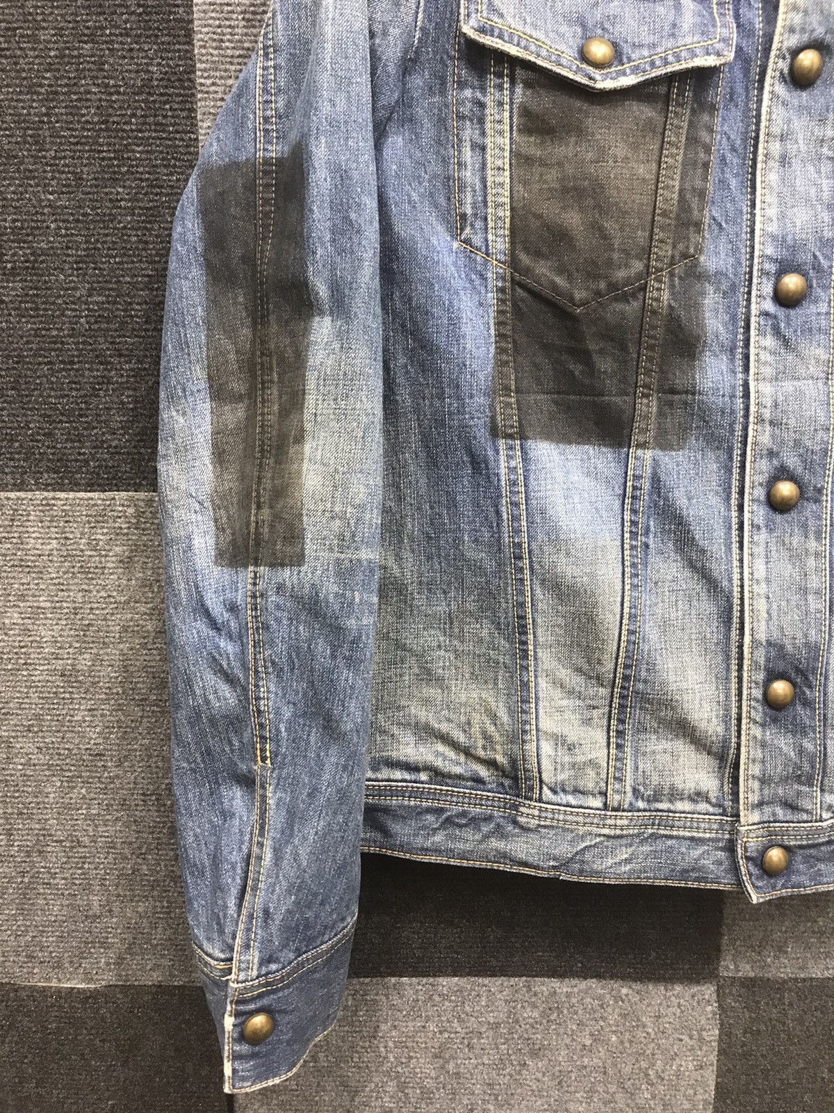Japanese Brand Archival VelvetBlue Japanese Art Designer Trucker Jacket Size US M / EU 48-50 / 2 - 6 Thumbnail
