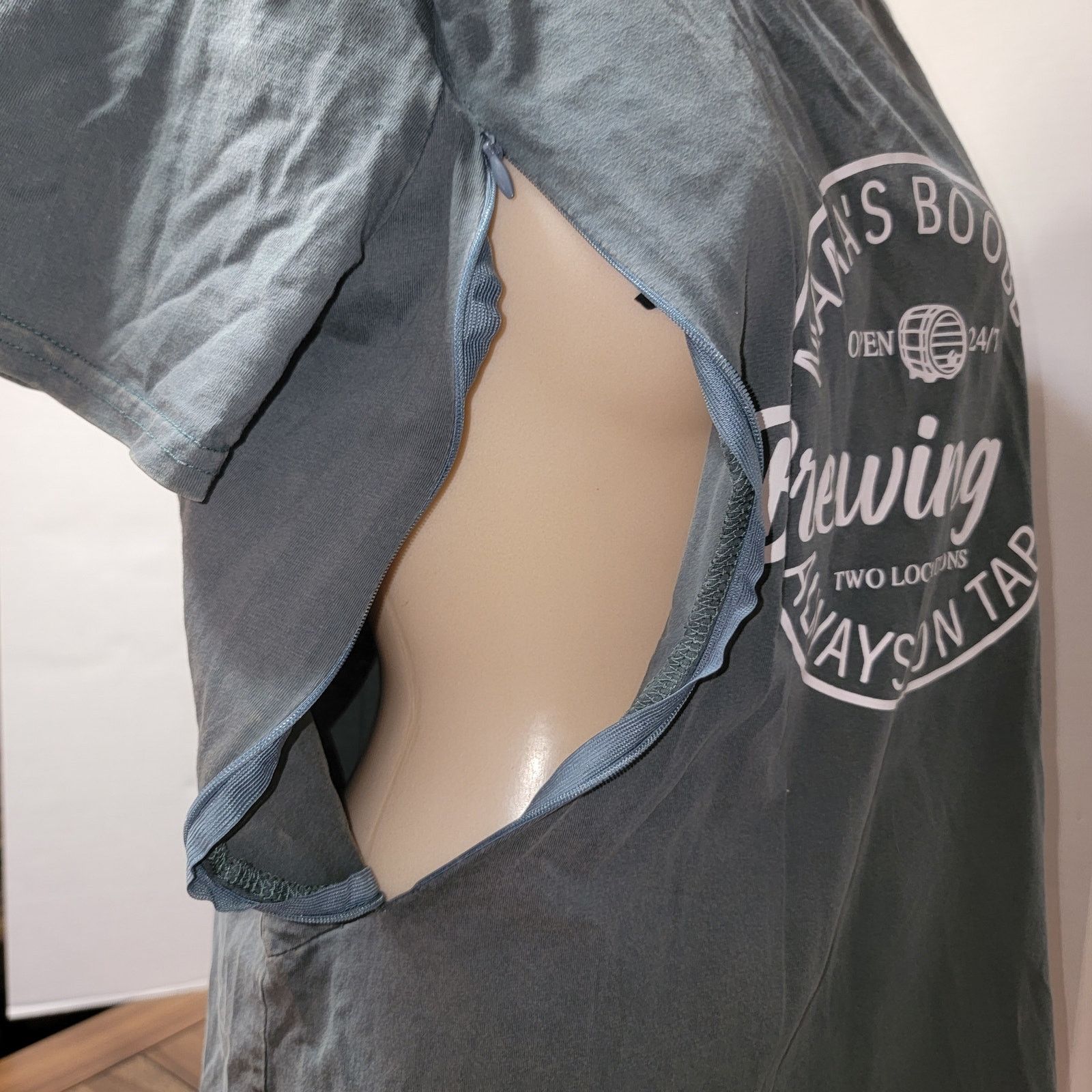 Other Nursing Tee w/ Zippers "Mama's Boobery Brewering Co" -Med Size M / US 6-8 / IT 42-44 - 3 Thumbnail