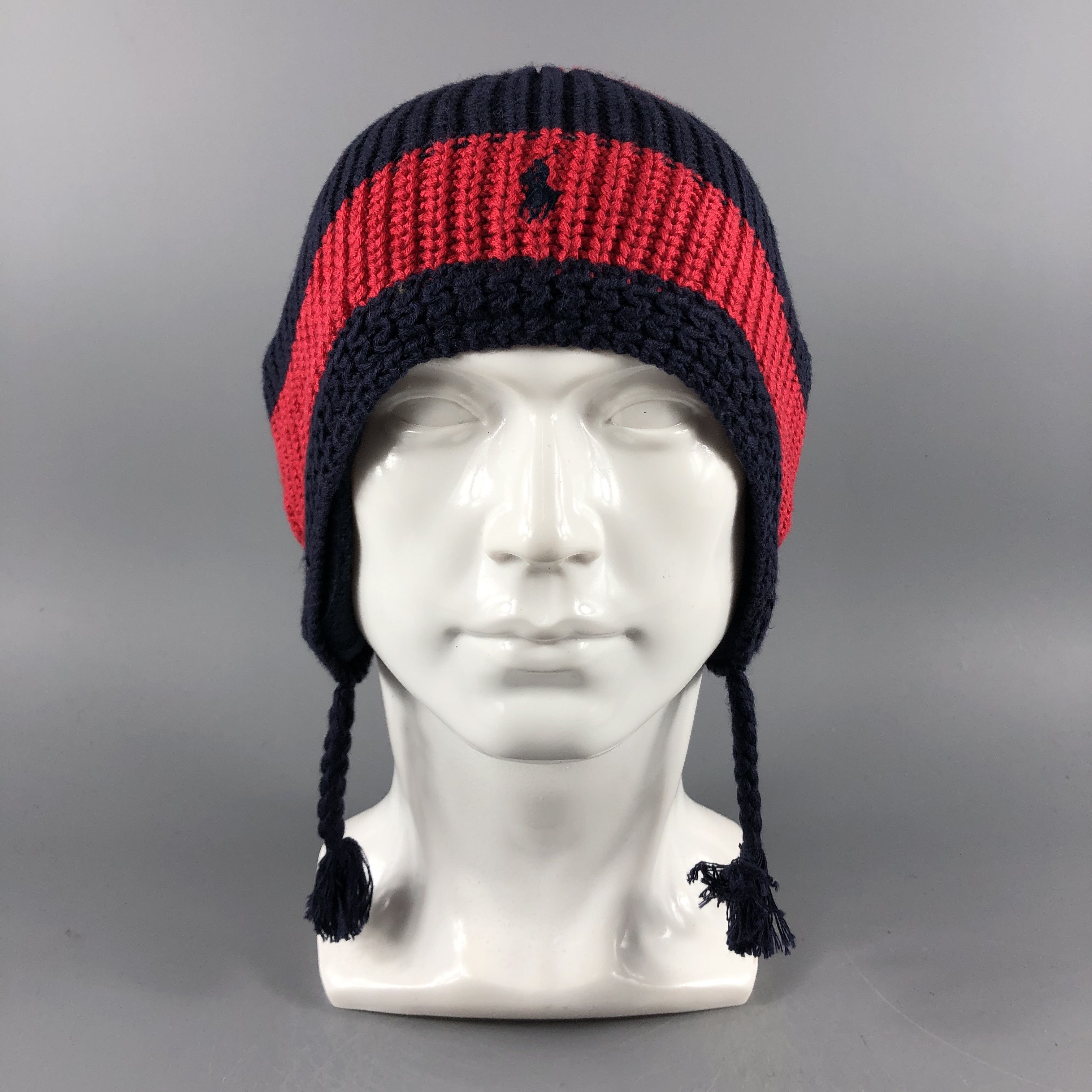 image of Polo Ralph Laurent Hats Earflap Beanie Stripe Snow Cap B676, Men's
