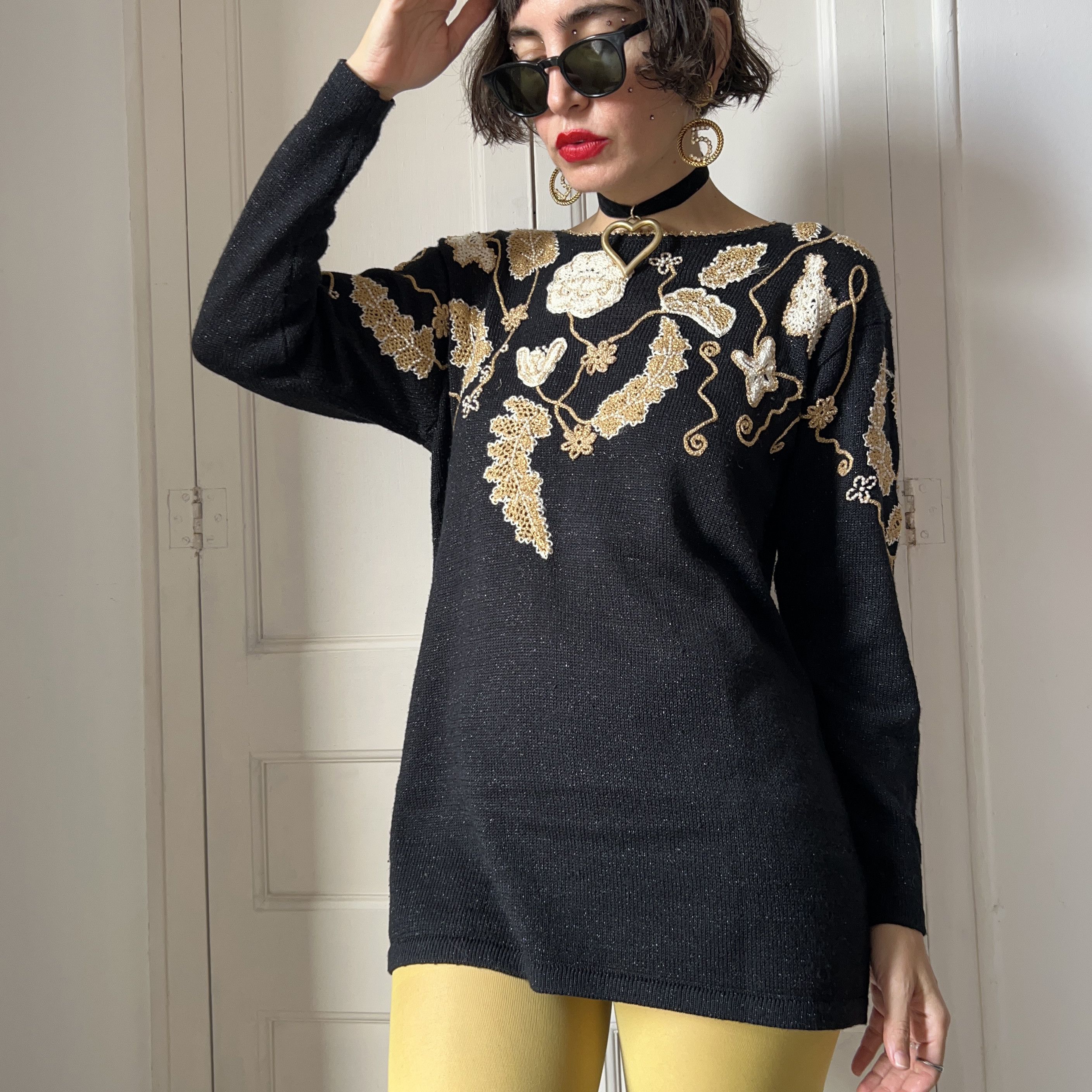 Vintage Vintage 80s Jocelyn Smith Black Gold Sweater Size M / US 6-8 / IT 42-44 - 3 Thumbnail