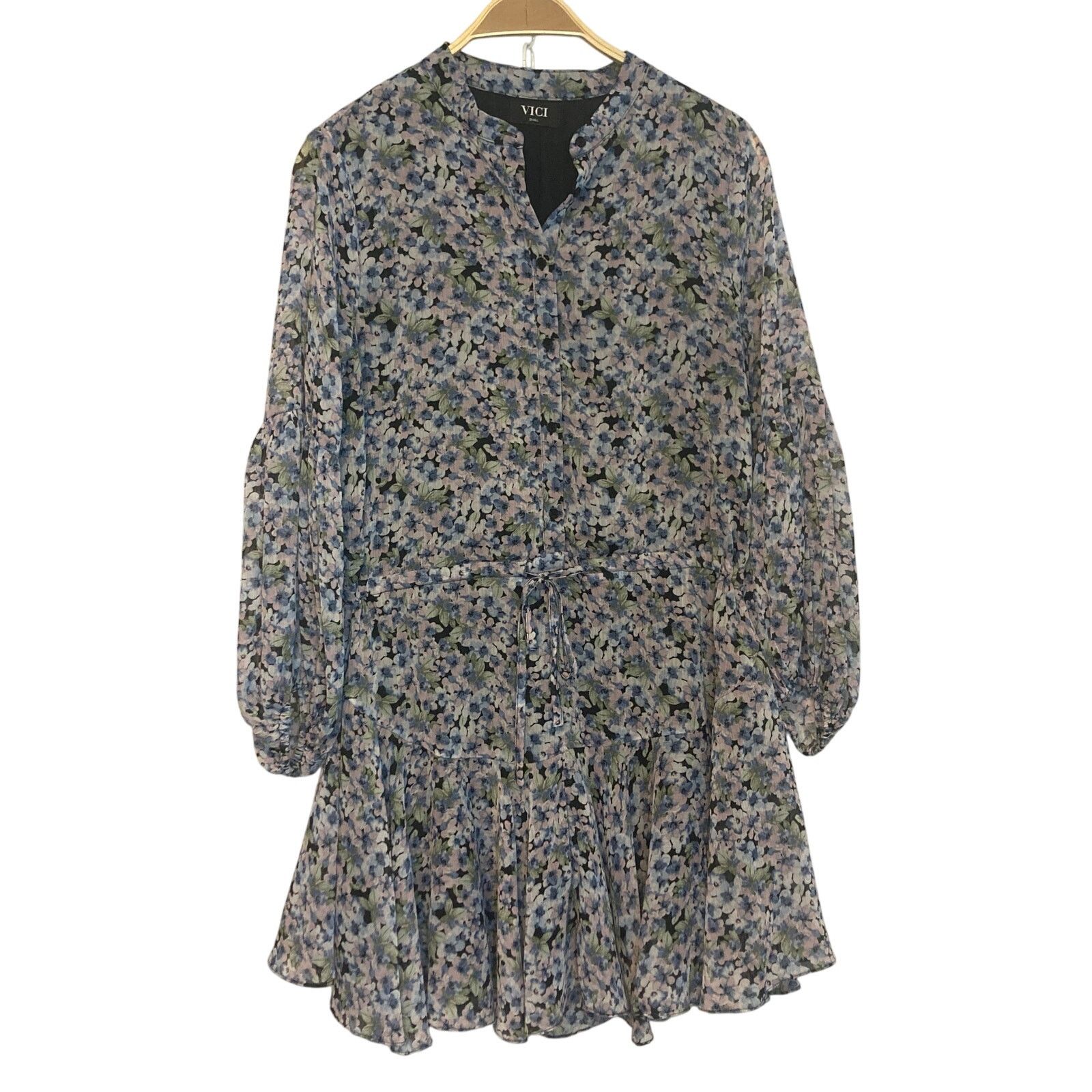 Other VICI Collection Balloons Purple Blue Floral Mini Dress Size S / US 4 / IT 40 - 1 Thumbnail