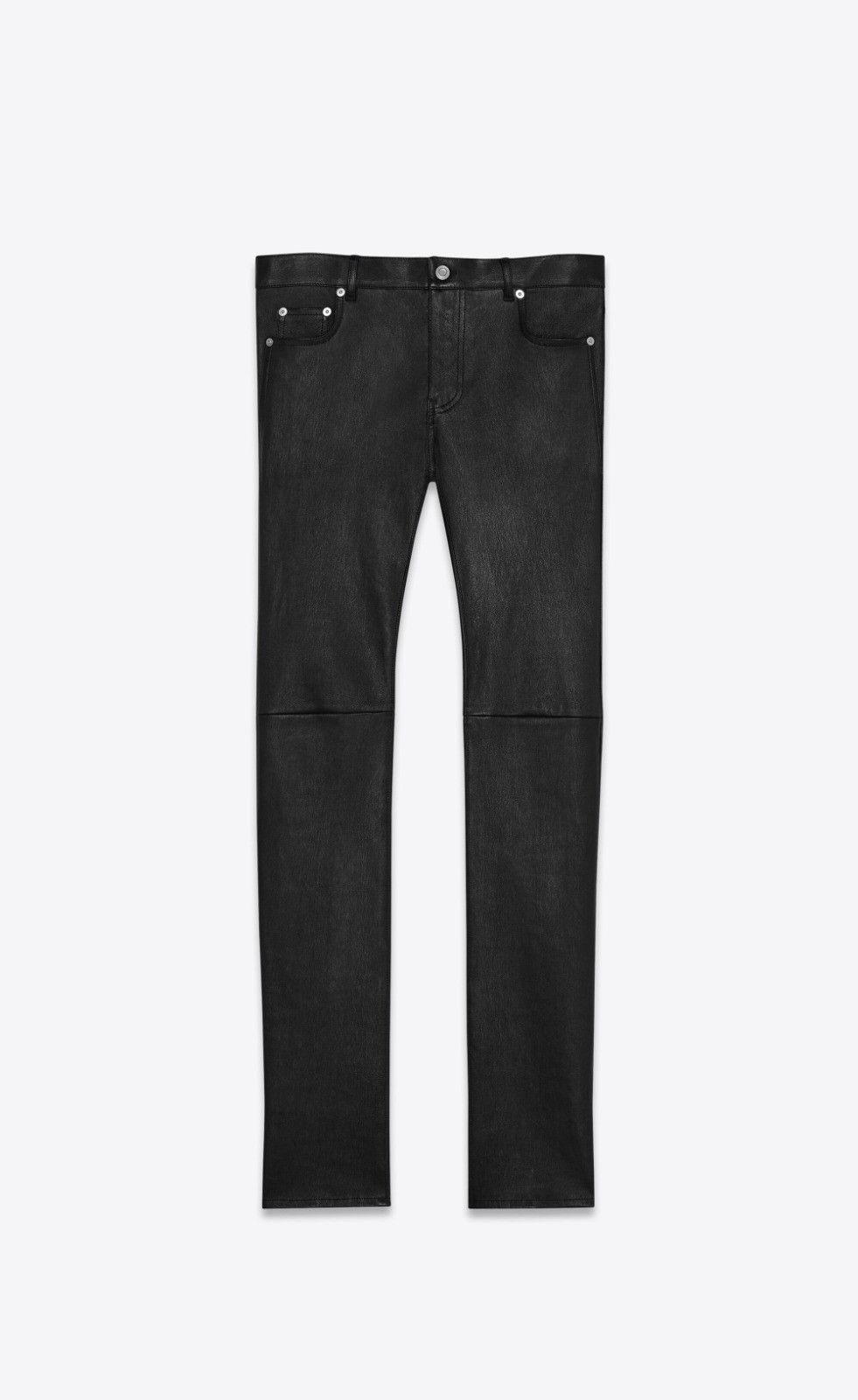 Saint Laurent Paris o1b1hav110425 Skinny Pants in Stretch Grained Leather Black Size US 34 / EU 50 - 1 Thumbnail