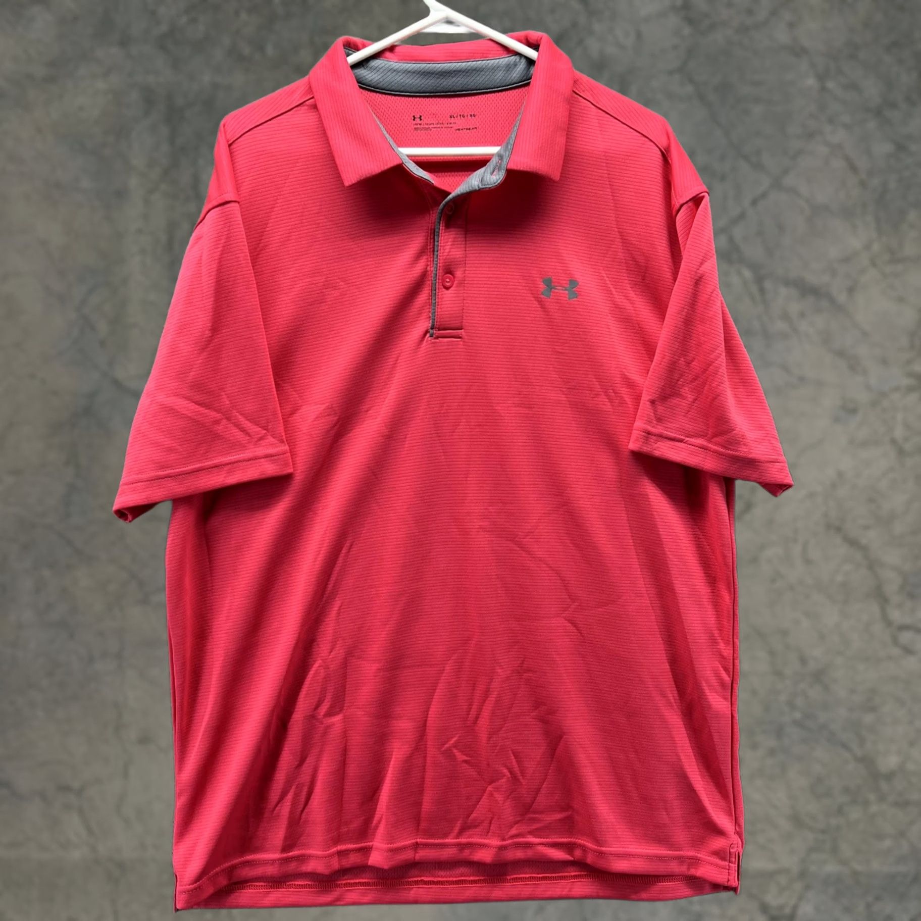 Under Armour Under Armour Polo Shirt Mens XL Red HeatGear Loose Performance Golf Stretch Shirt Golf Polo Striped Short Sleeve Mens Size US XL / EU 56 / 4 - 1 Thumbnail