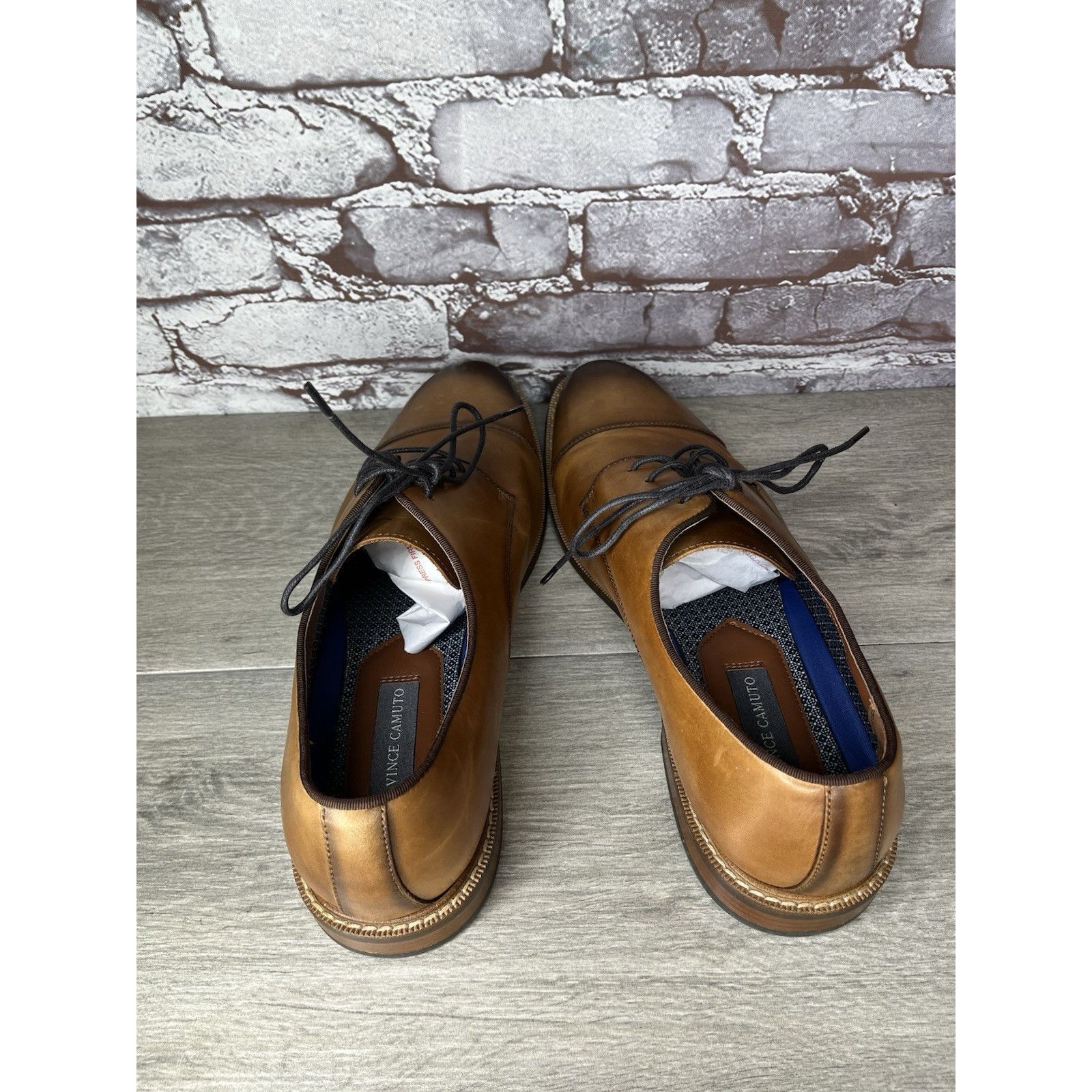 Vince Camuto Vince Camuto Lamson Cognac Brown Leather Dress Oxfords Shoes Size US 12 / EU 45 - 7 Thumbnail