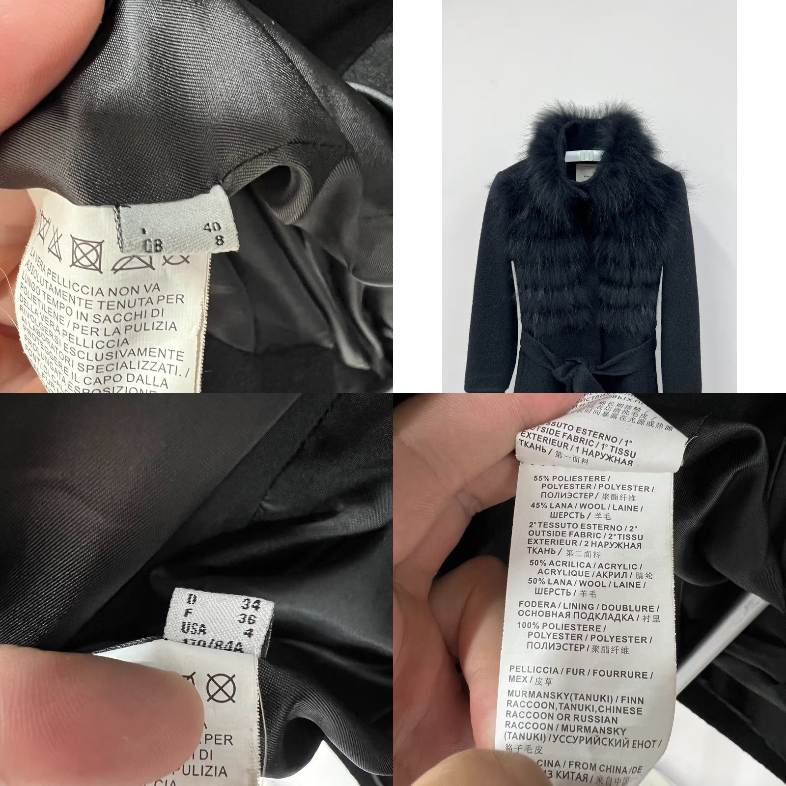 Pinko PINKO Coat Jacket Ladies Wool Blend Fur Detail US 4 UK 8 Black Wool Blend Coat Jacket Mens Womens Girls Boy Title Size M / US 6-8 / IT 42-44 - 8 Thumbnail