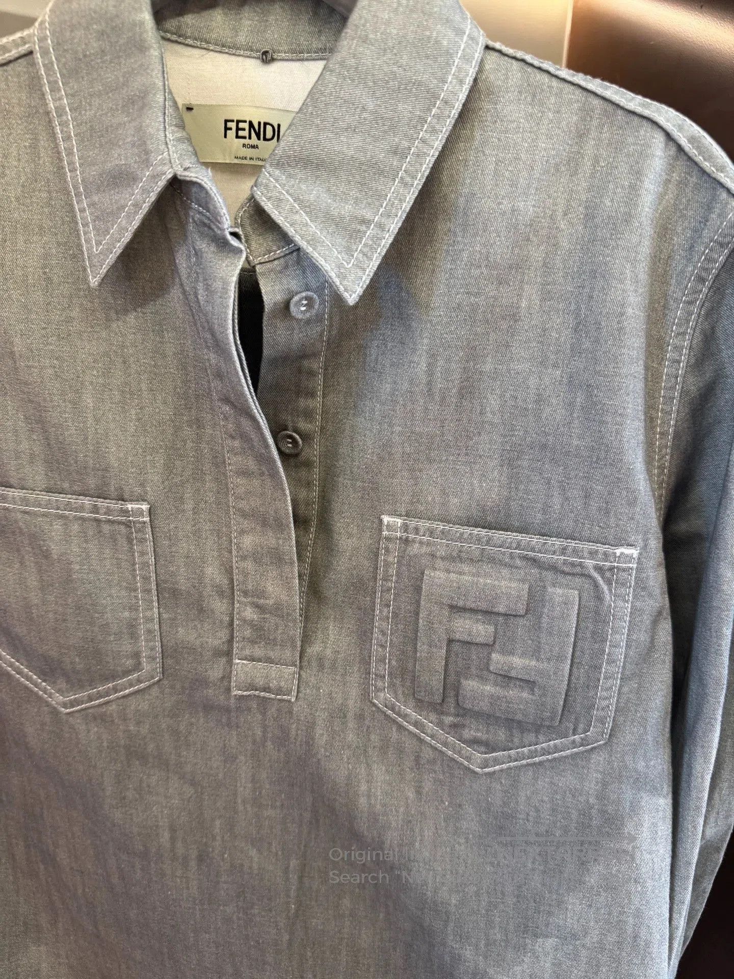 Fendi Fendi Gray Logo Denim Workwear Set. Size US 36 / EU 52 - 2 Thumbnail