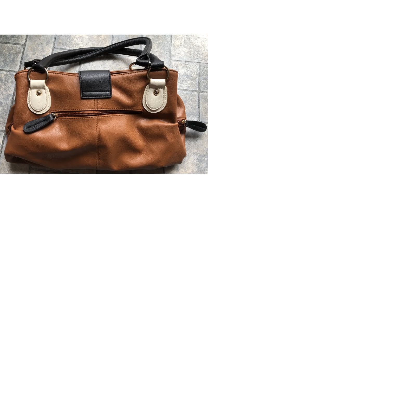 Apt. 9 Kohls Apt. 9 T-Wall Leather Satchel Purse Tan Black Latch Turn Lock Pockets Satchel/Top Handle Bag Women Size ONE SIZE - 9 Thumbnail