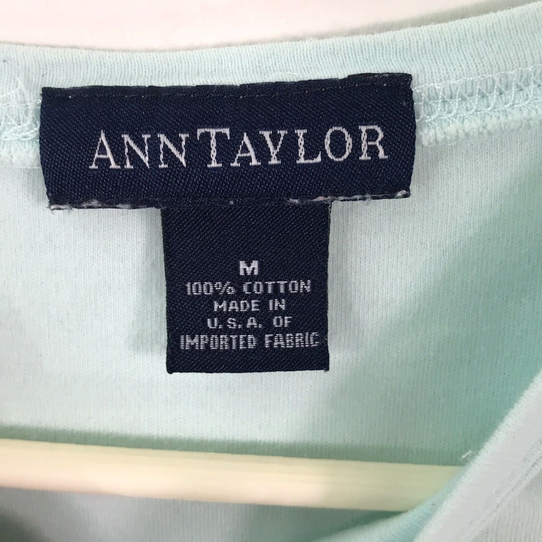 Ann Taylor VINTAGE? No. Ann Taylor Shirt Womens Short Sleeve Pullover Sky Blue T Shirt Top M Blue 100% Cotton Casual Classic 21 in 19 in Mens? Wait. Size M / US 6-8 / IT 42-44 - 4 Thumbnail