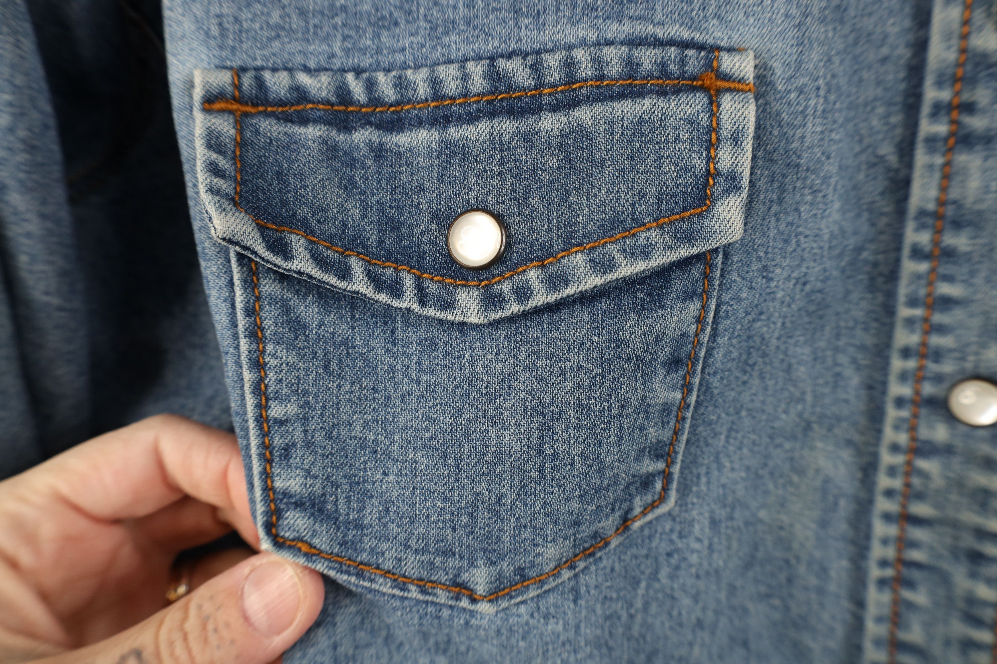 Levi's Vintage Y2K Levis Babydoll Snap Button Denim Shirt Stretch Size XL / US 12-14 / IT 48-50 - 7 Thumbnail