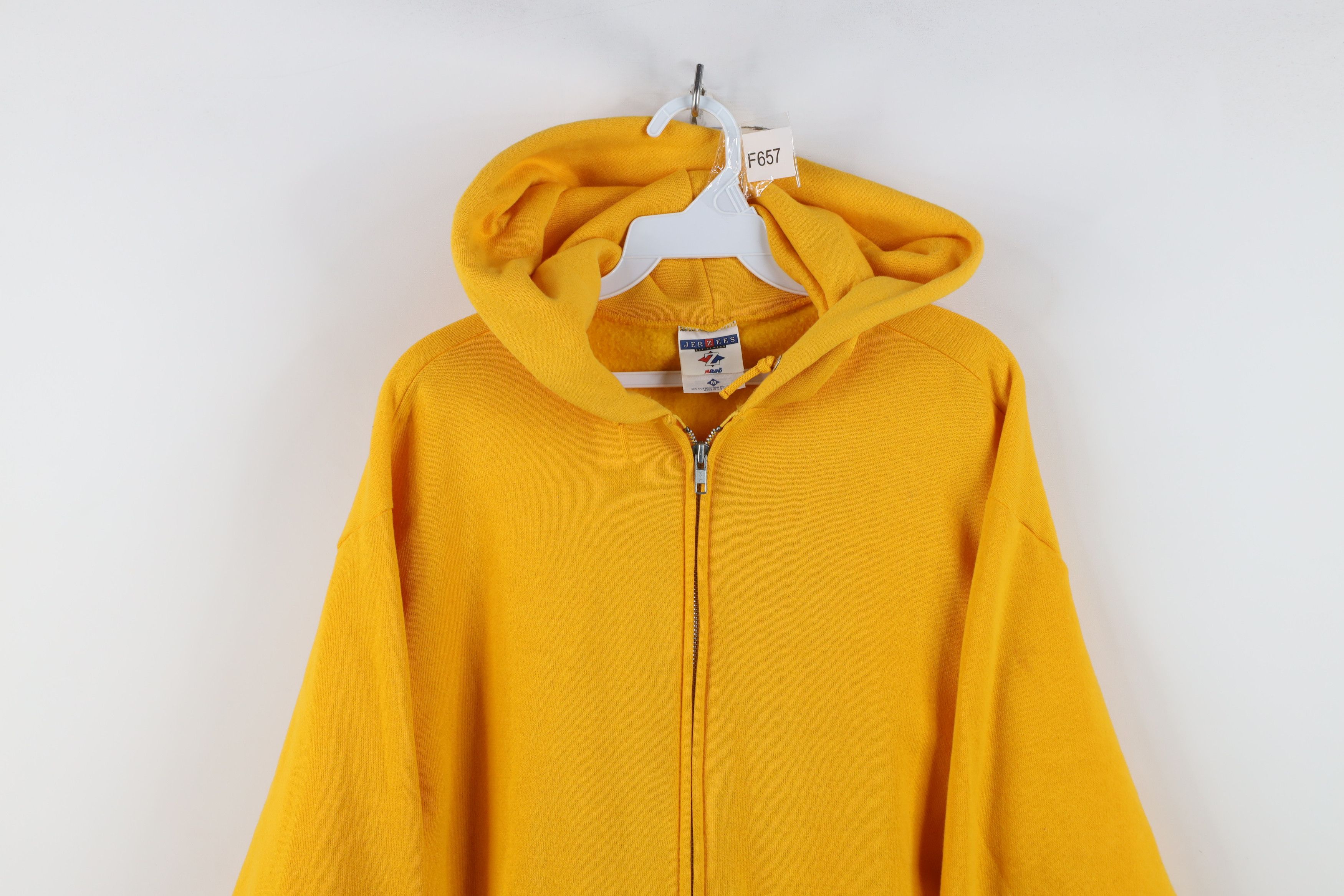 Vintage Vintage 90s Streetwear Full Zip Hoodie Sweatshirt Yellow USA Size US M / EU 48-50 / 2 - 2 Thumbnail
