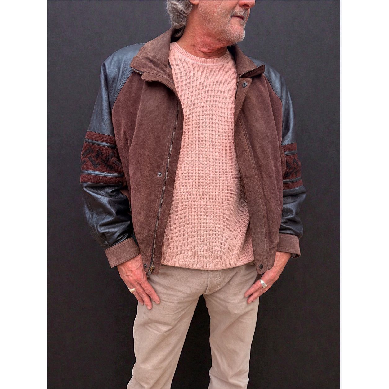 Cos Vintage COS Uomo Leather & Suede Bomber Jacket – XL Size US XL / EU 56 / 4 - 1 Thumbnail