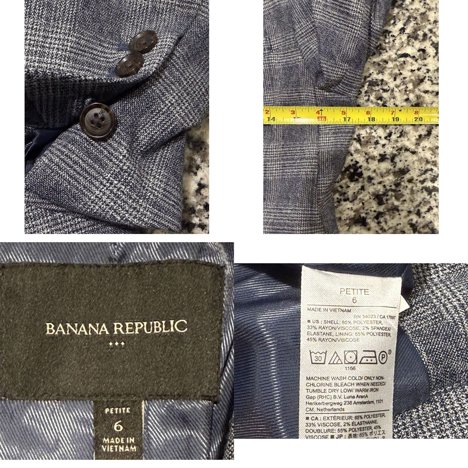 Banana Republic Banana Republic Gray Plaid Suit Jacket Pants Set 6P Petite Women 31 in Waist 28 in Inseam 2 Piece Size 28" / US 6 / IT 42 - 8 Thumbnail