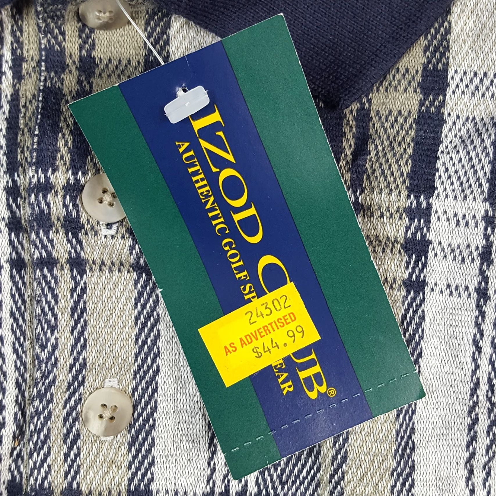 Izod VINTAGE IZOD Polo Shirt Mens Y2K Gray Plaid Surf Skater Grunge 90s Preppy Golf Collared Knit Cotton Short Sleeve Size L Size US L / EU 52-54 / 3 - 4 Thumbnail