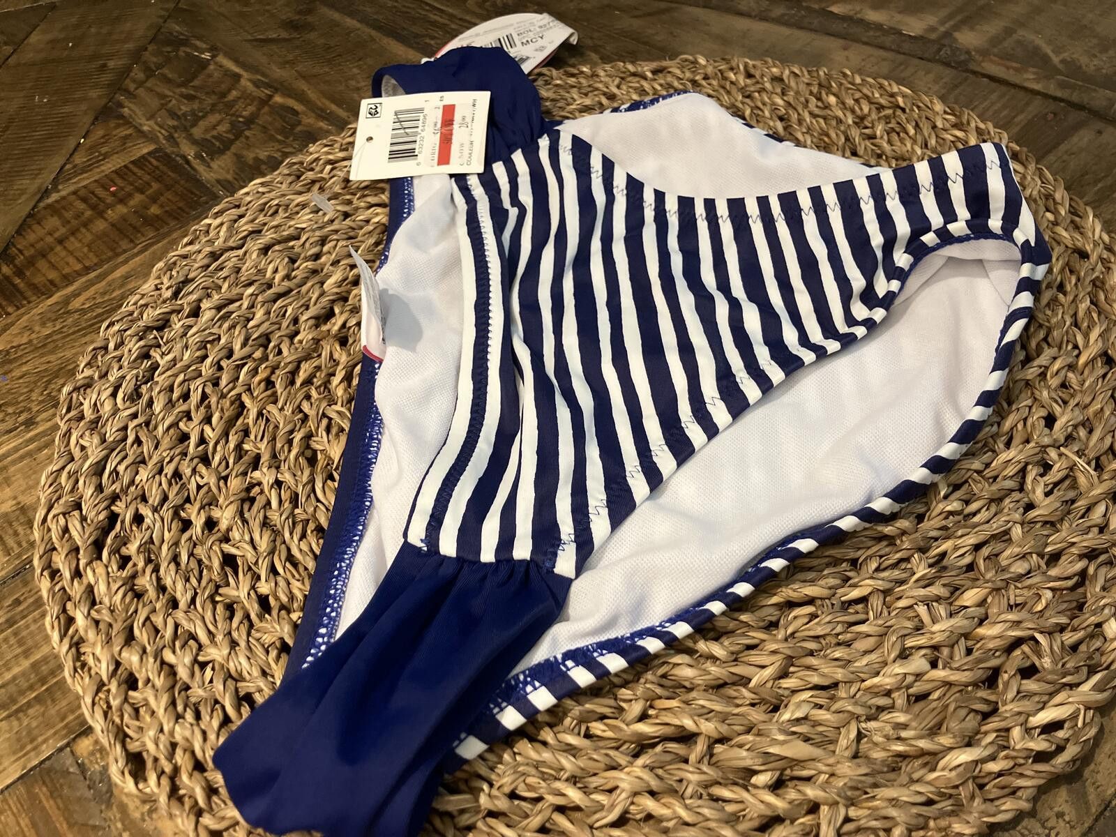 Other NWT Women's Bikini Bottom Navy Blue White Striped Size M Size ONE SIZE - 3 Thumbnail