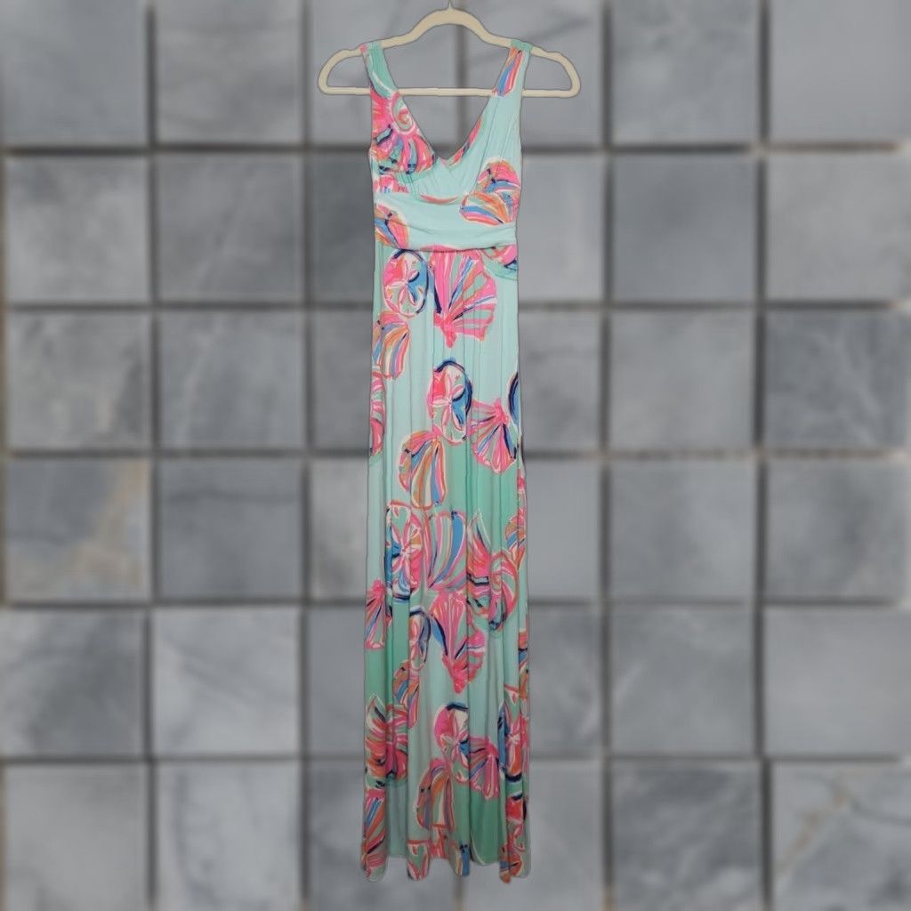 VINTAGE Lilly Pulitzer XS Beach Sundress XXS Dress Long Women Multicolor Coastal Nature 90s 2000s Fashion Beachwear Vintage
