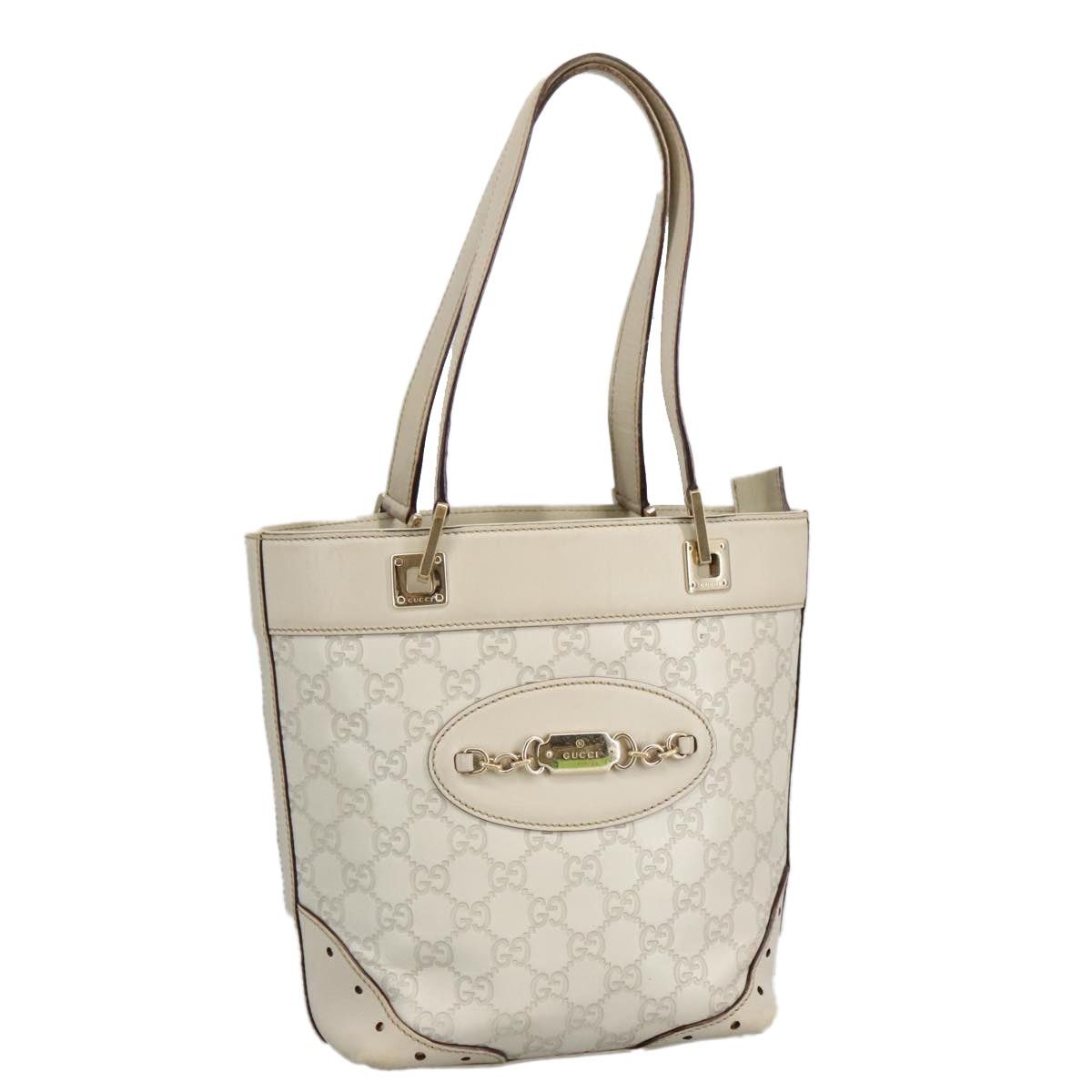 Gucci GG Canvas Guccissima Shoulder Bag Leather White Gold, Women's
