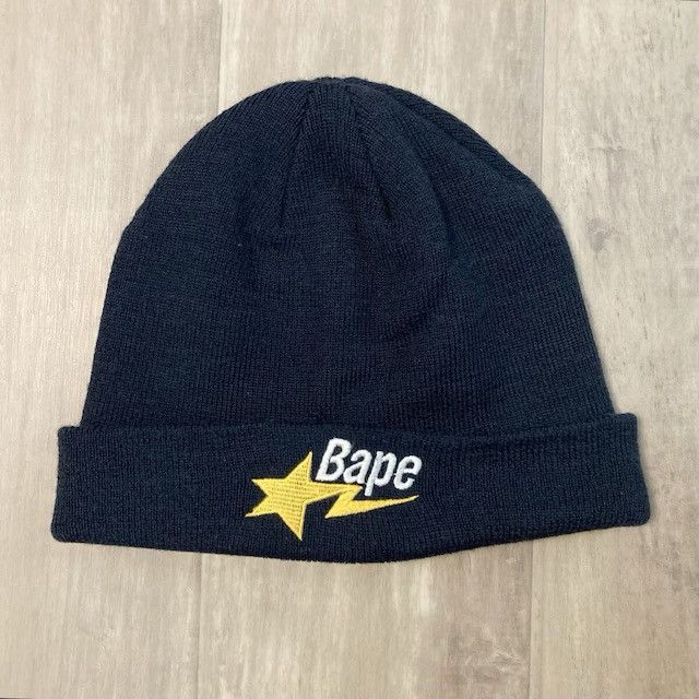 Bape BAPE STA LOGO Beanie Knit Cap a bathing ape star Navy Size ONE SIZE - 1 Thumbnail