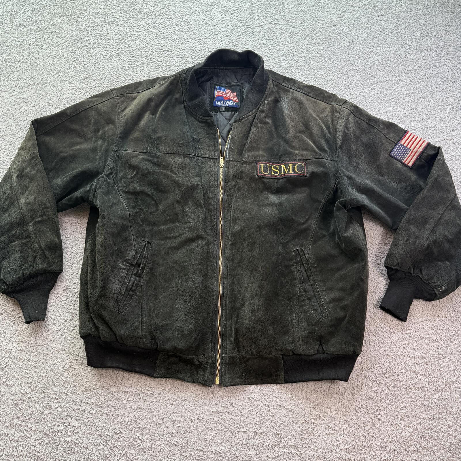 Leather Vintage 90s USMC Marines Leather Bomber Jacket Military 3XL Size US XXL / EU 58 / 5 - 1 Thumbnail