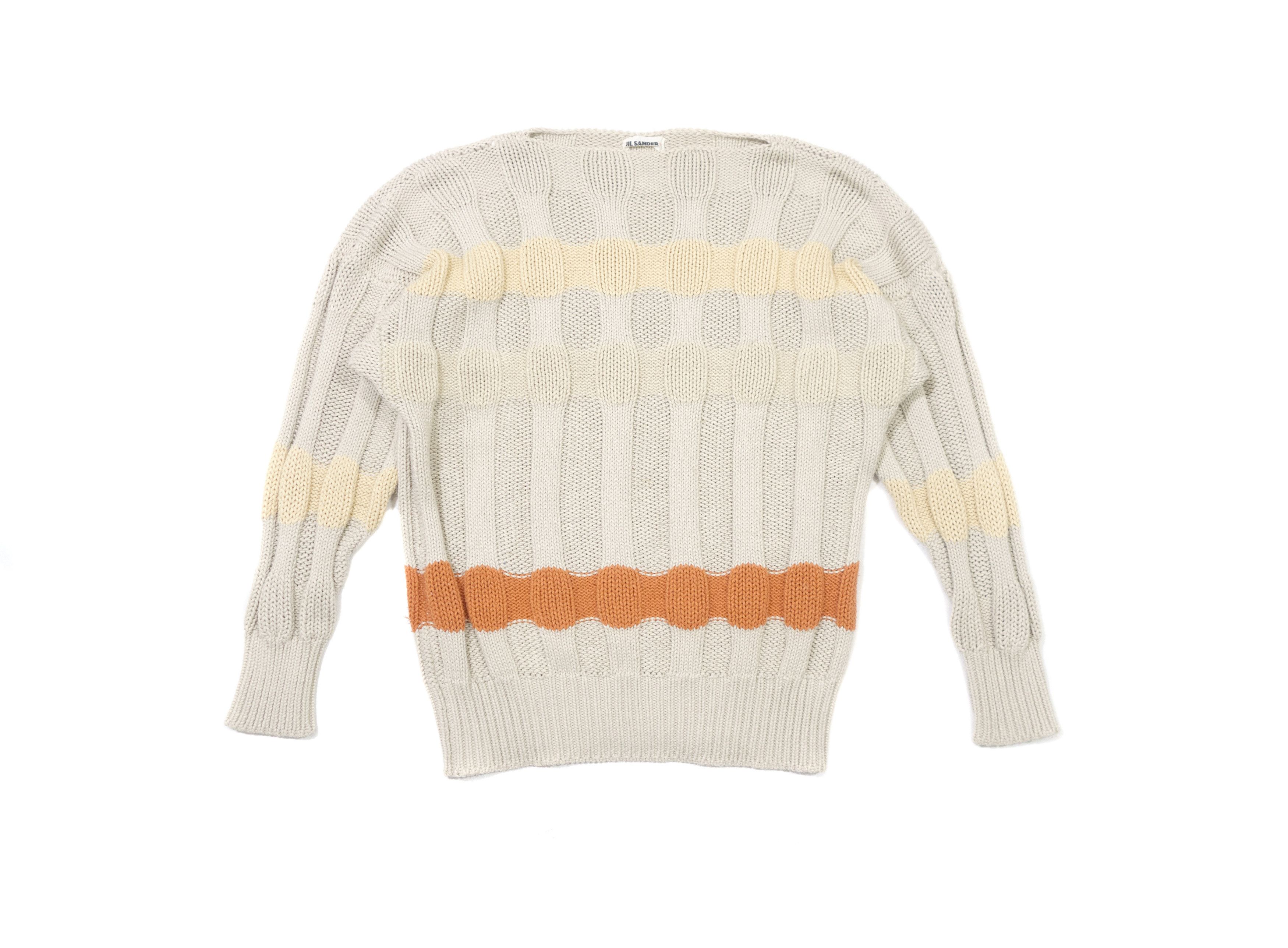 Jil Sander 90s Oversized Cable Knit Striped Sweater Vintage Size M / US 6-8 / IT 42-44 - 2 Thumbnail