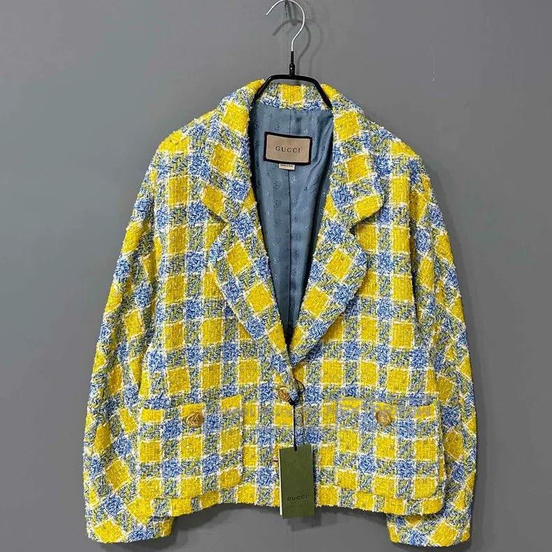 Gucci Gucci 23ss plaid tweed gold buckle small fragrance style j Size S / US 4 / IT 40 - 1 Thumbnail